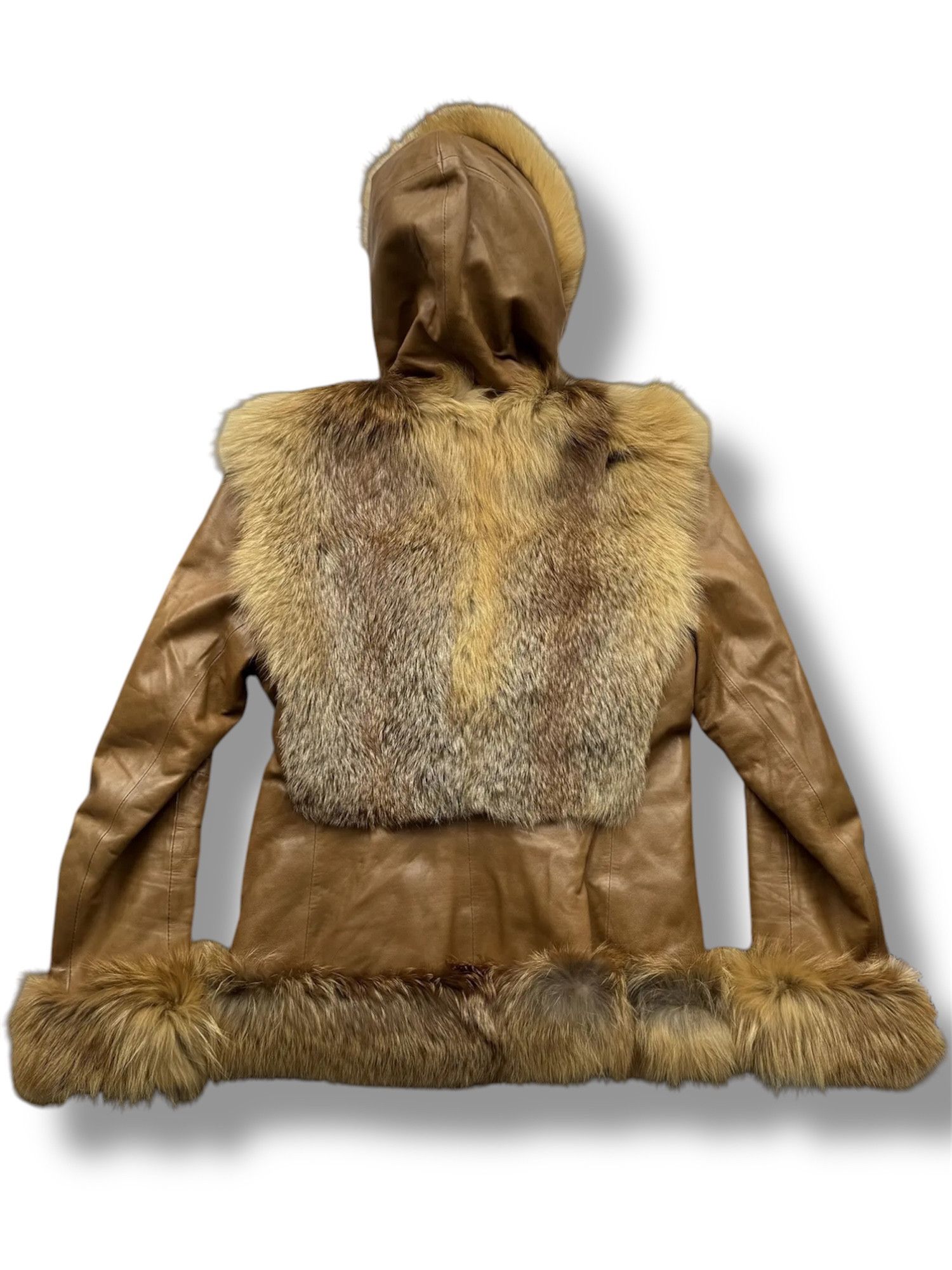 Japanese Brand Leather Jacket With Hood and Fur Details From The 90s Size M / US 6-8 / IT 42-44 - 7 Thumbnail
