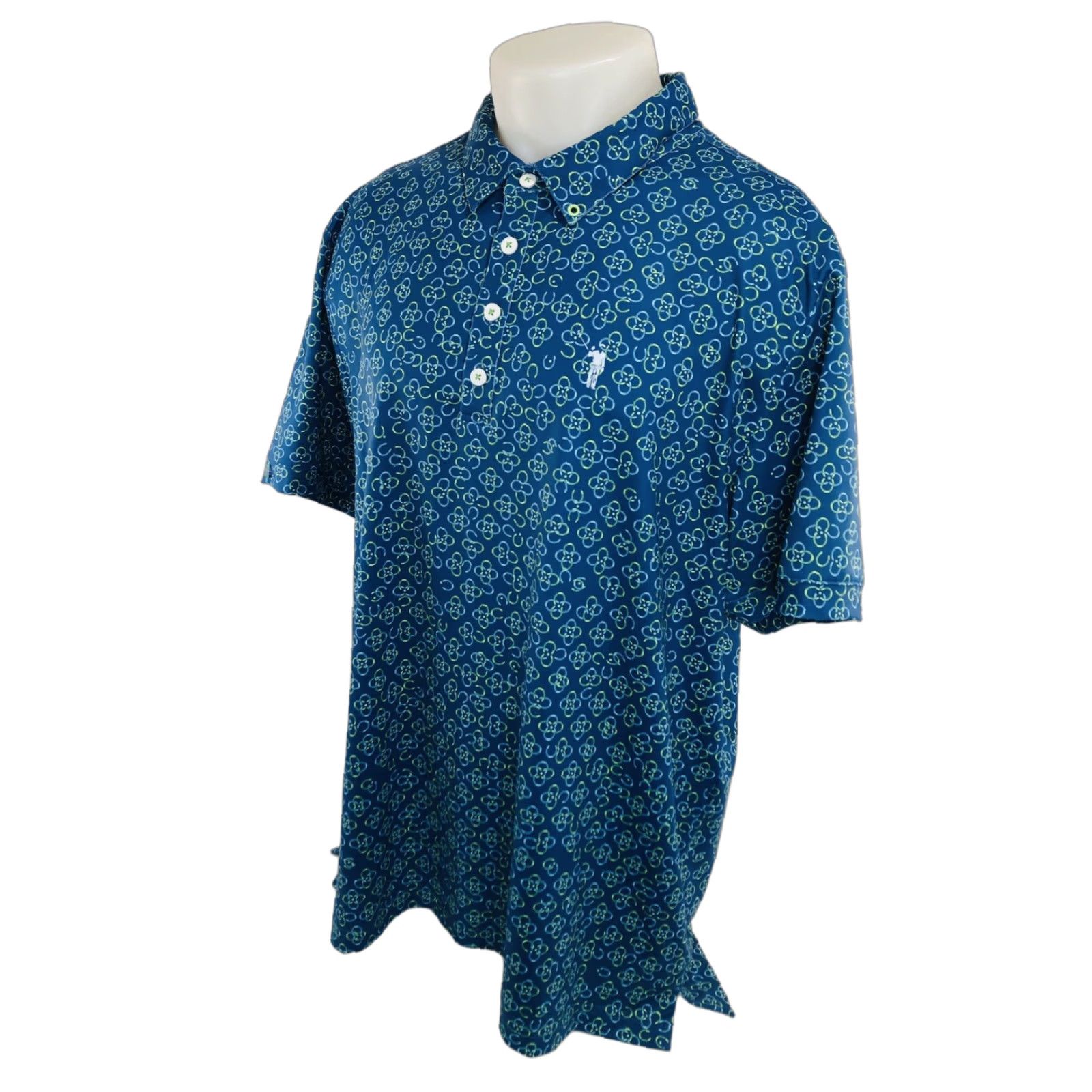 Vintage William Murray Geometric Mens XL Golf Polo Shirt - Blue / Green - Short Sleeve - Polo - Men's XL - Golf Men’s Shirt Size US XL / EU 56 / 4 - 1 Thumbnail