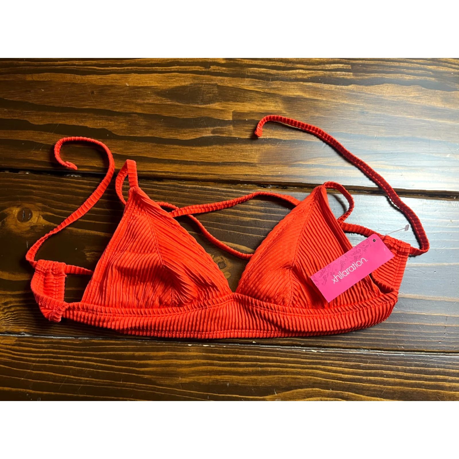 Vintage Xhilaration Womens/Junior Size Small Red Triangle Bikini Top NWD Swim Top, Size S, Solid, Juniors, Red, NWD Size S / US 4 / IT 40 - 2 Thumbnail