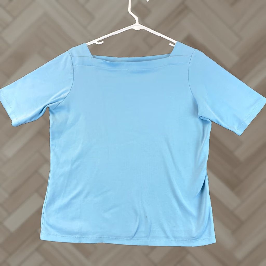 Vintage L.L.Bean T-Shirt Womens M Reg Blue Cotton Square Neck Pullover 63-30 Size M / US 6-8 / IT 42-44 - 1 Thumbnail