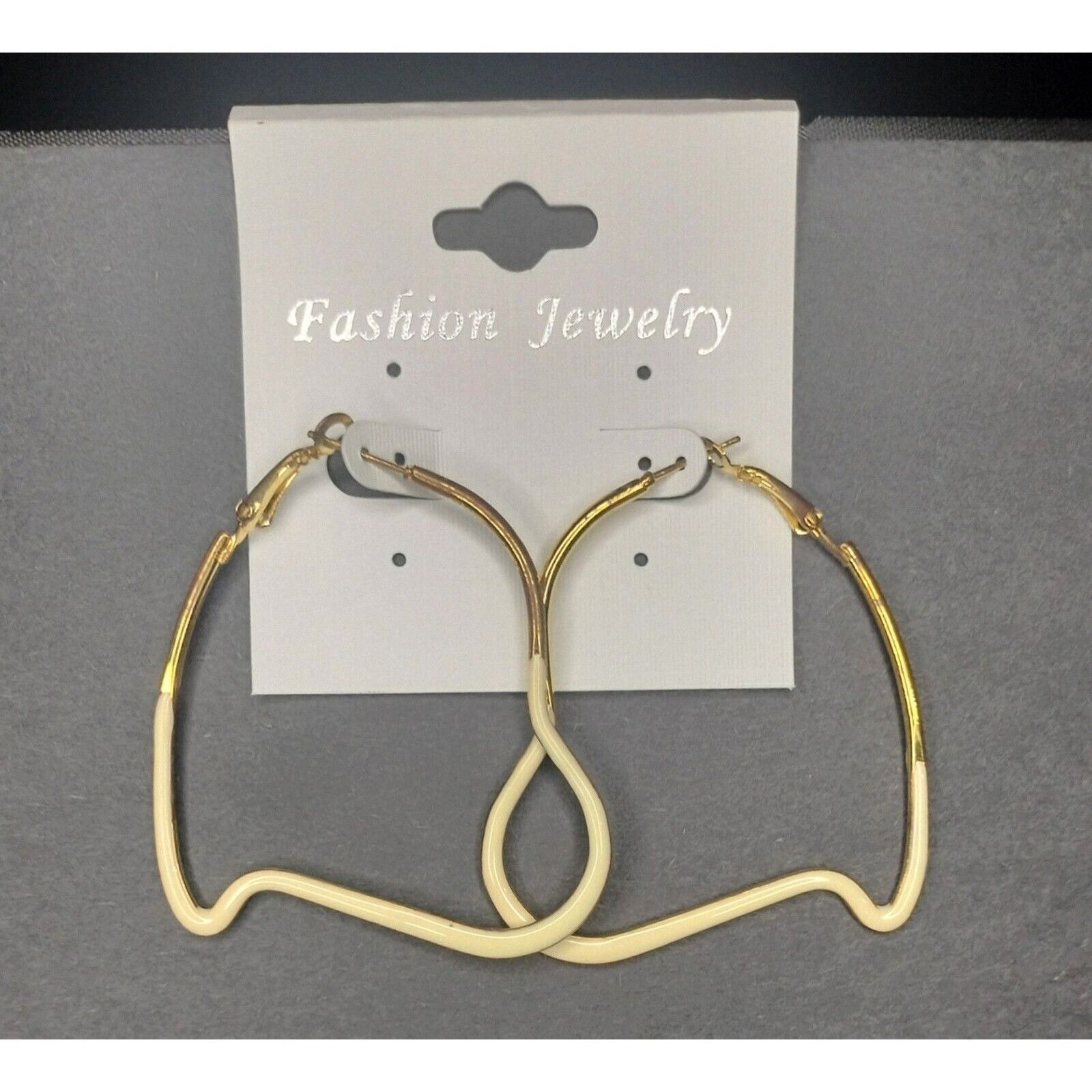 Other Hoop Earrings Fashion Jewelry Eggshell White Asymmetrical He Size ONE SIZE - 12 Thumbnail