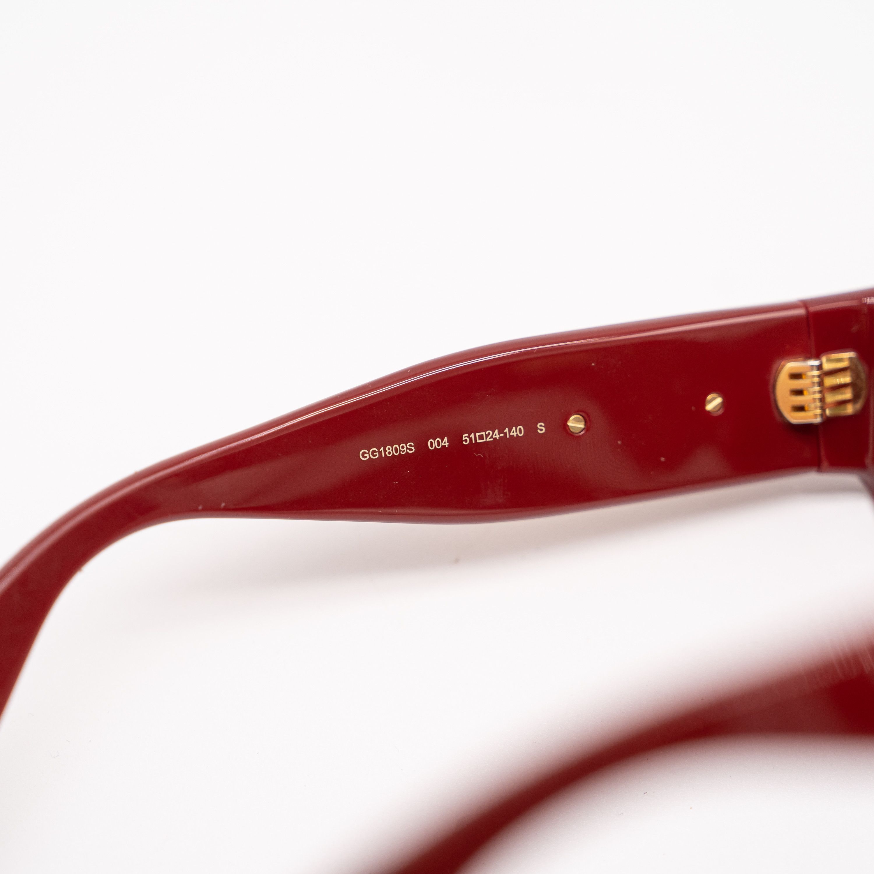 Gucci Gucci GG1809S Rectangular Sunglasses Red Gold Acetate Size ONE SIZE - 7 Thumbnail