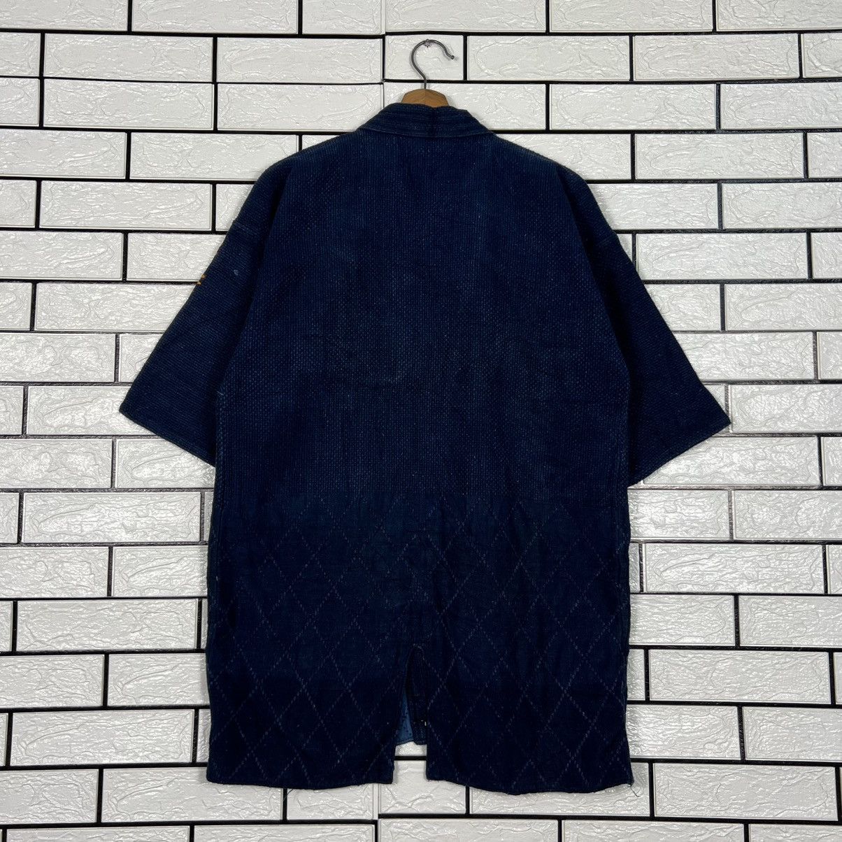Vintage Japan Indigo Blue Sashiko Thick Weave Kimono #4147-C189 Size US L / EU 52-54 / 3 - 16 Thumbnail