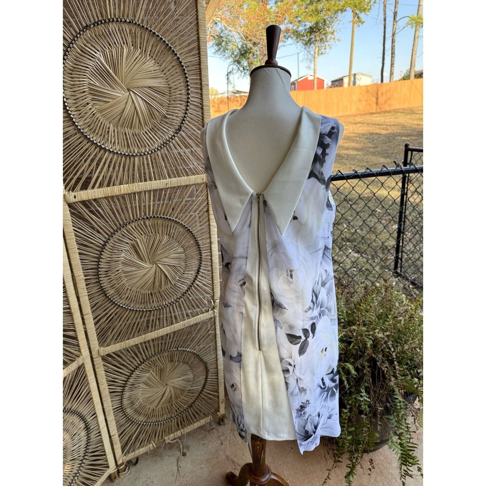 Vintage Ignite Evenings Floral White Tea Length Cocktail Dress 10 NWT Ivory Lace Sequin Midi A-Line Womens Size L / US 10 / IT 46 - 4 Thumbnail