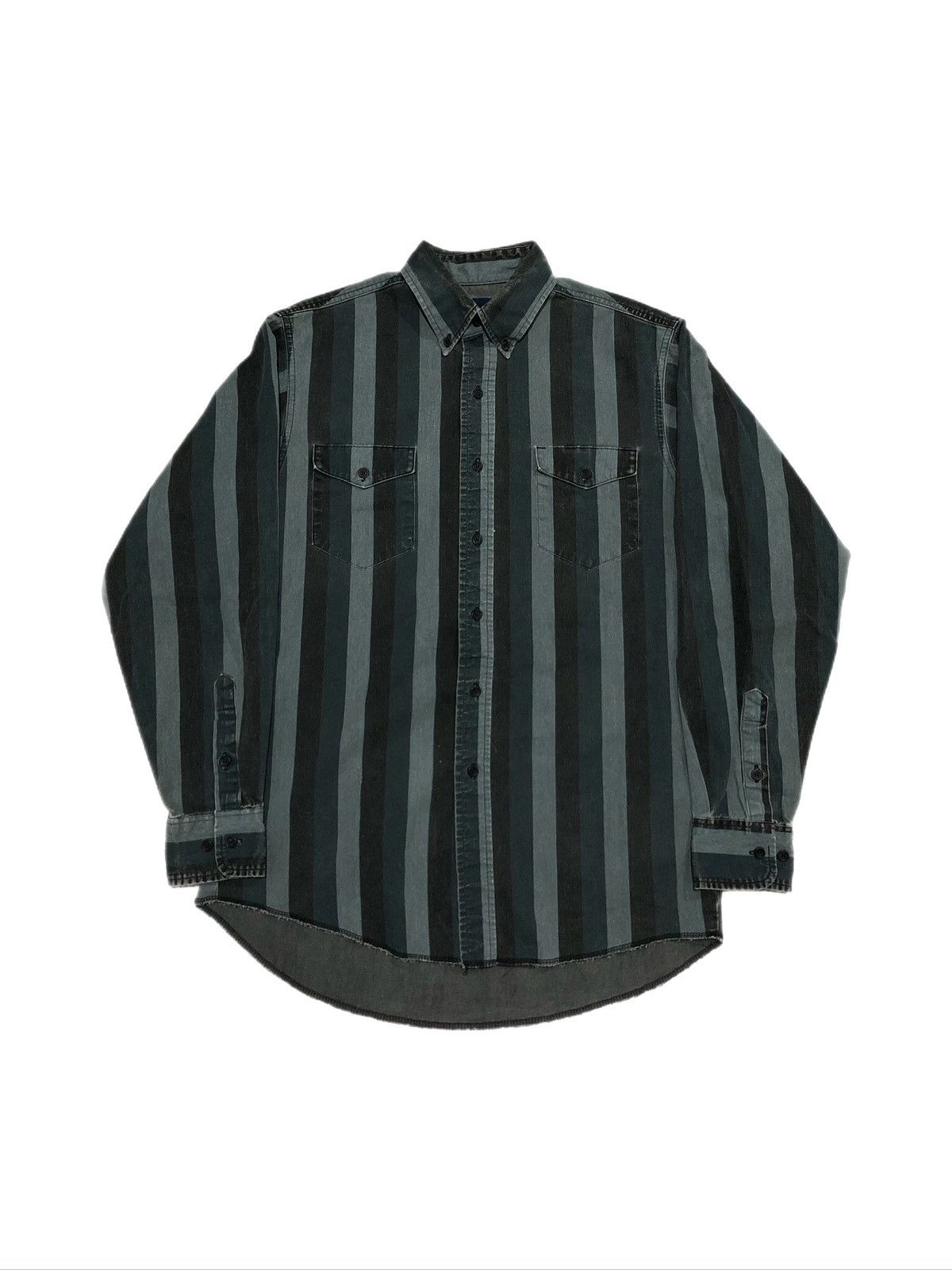 Chemise Wrangler Vintage Années 90 US 35 Violet Sarcelle Rayée - Brushpopper, Occasion Bon état