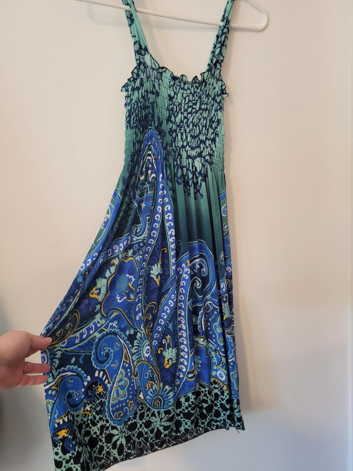 Other Blue and Green Patterned Maxi Dress with Smocked Bodice Size XL / US 12-14 / IT 48-50 - 1 Thumbnail