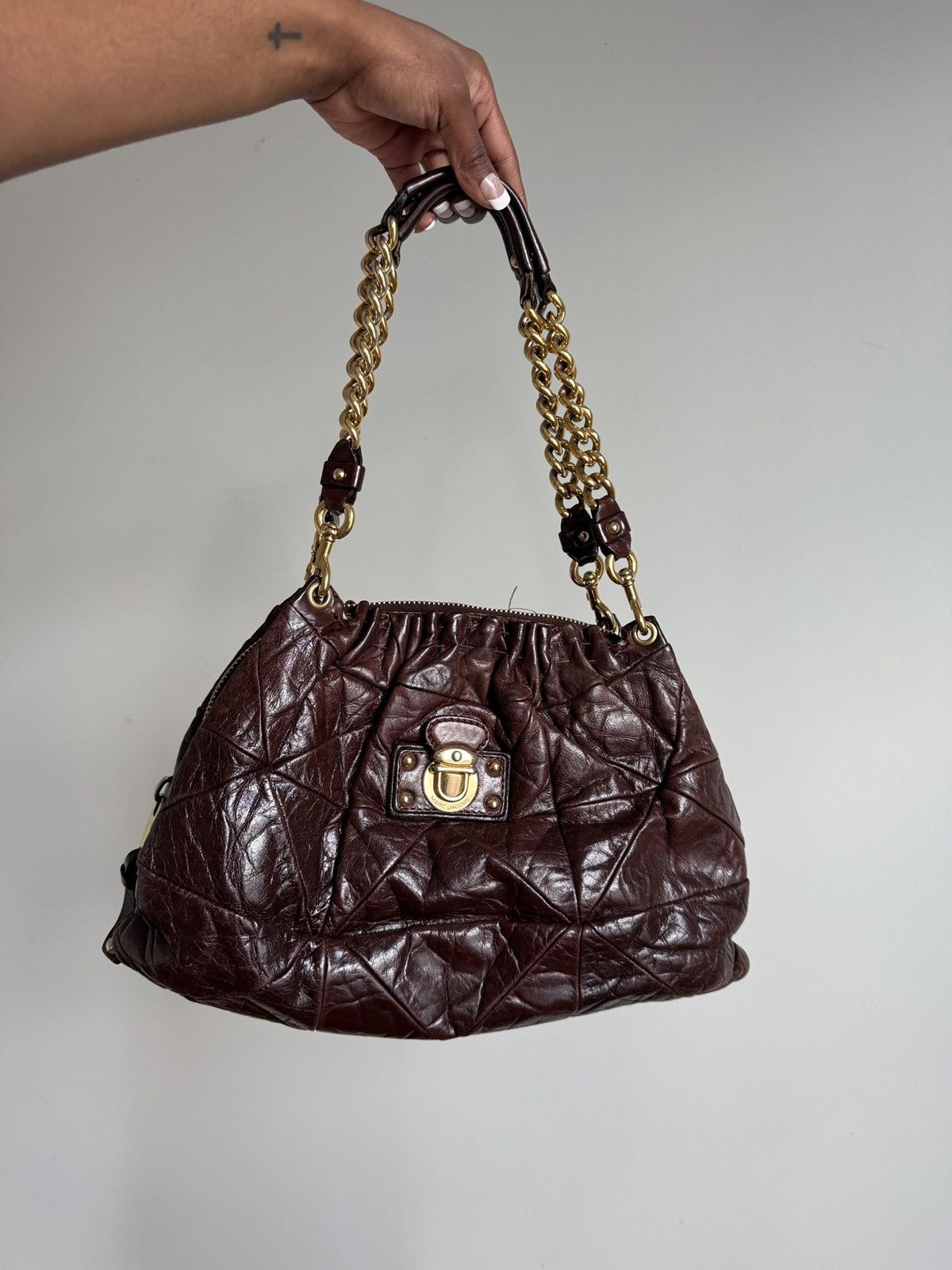 Marc Jacobs Marc Jacobs Chocolate Quilted Leather Bowler Handbag Size ONE SIZE - 1 Thumbnail