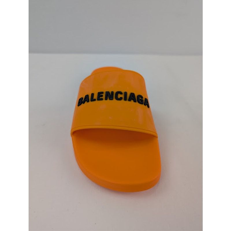 Balenciaga o1rshd1 Q:2 / Rubber Logo Pool Slide Sandals Orange / Black Size US 12 / EU 45 - 15 Thumbnail