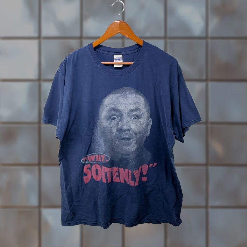 Vintage Vintage Curly Three Stooges T-Shirt Why Soitenly XL Blue 90s Mens Short Sleeve Crew Neck Cotton Pockets Logo Hooded Double-Sided Vintage Shirt Size US XL / EU 56 / 4 - 1 Thumbnail