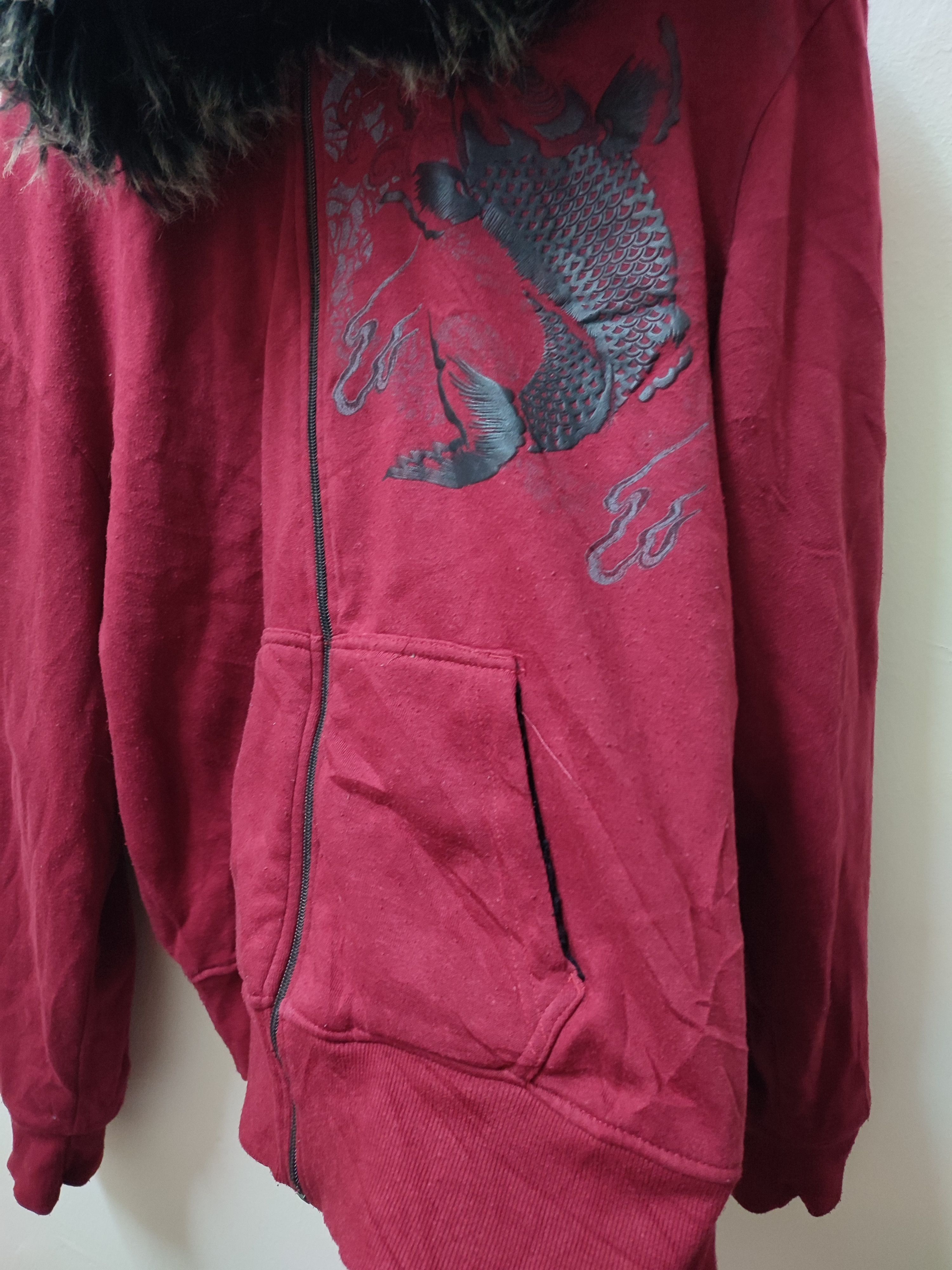 Japanese Brand Fur Sukajan Fish Koi Zip Up Hoodies Size US XL / EU 56 / 4 - 9 Thumbnail