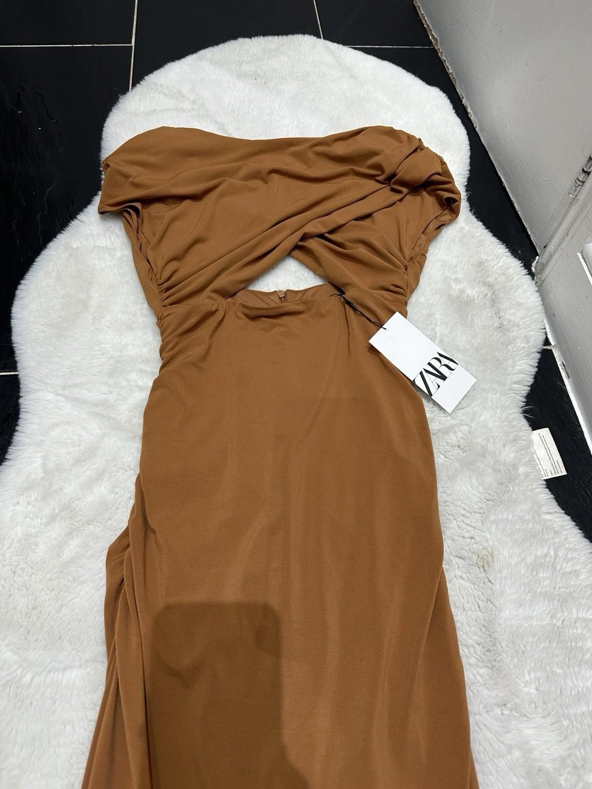 Zara ZARA Mustard Dress Maxi With Open Front Size S / US 4 / IT 40 - 4 Thumbnail
