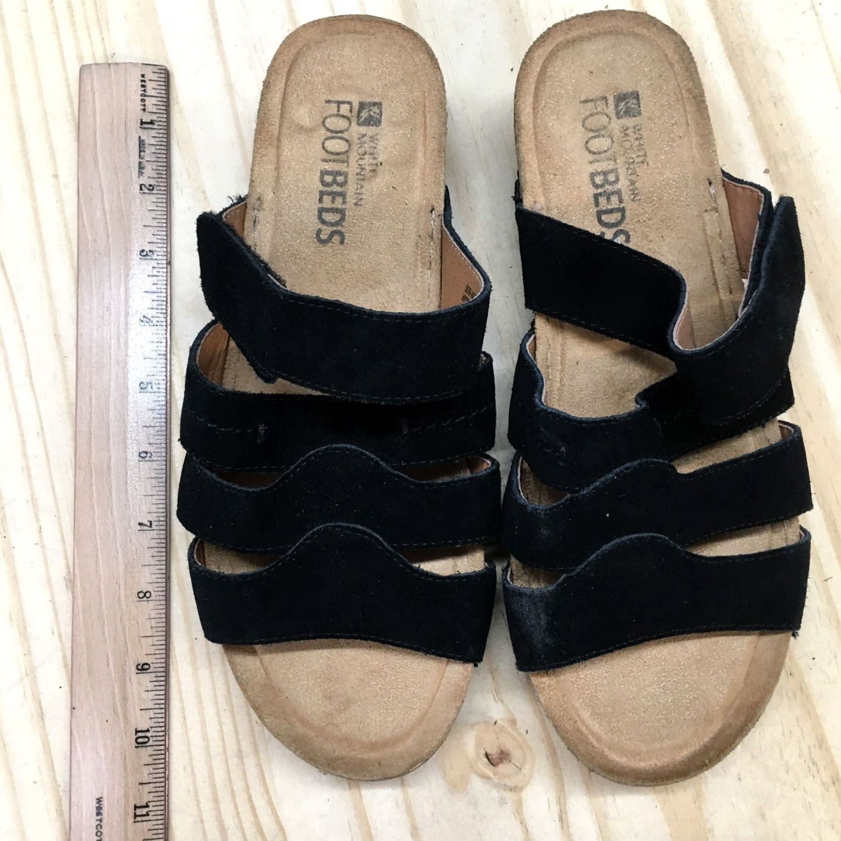 Vintage White Mountain Sandals Womens 8 M Fame Strappy Slides Black Leather Open Toe Sandal Womens 8 M Black Leather Strappy Slides Visibility Size US 8 / IT 38 - 7 Thumbnail