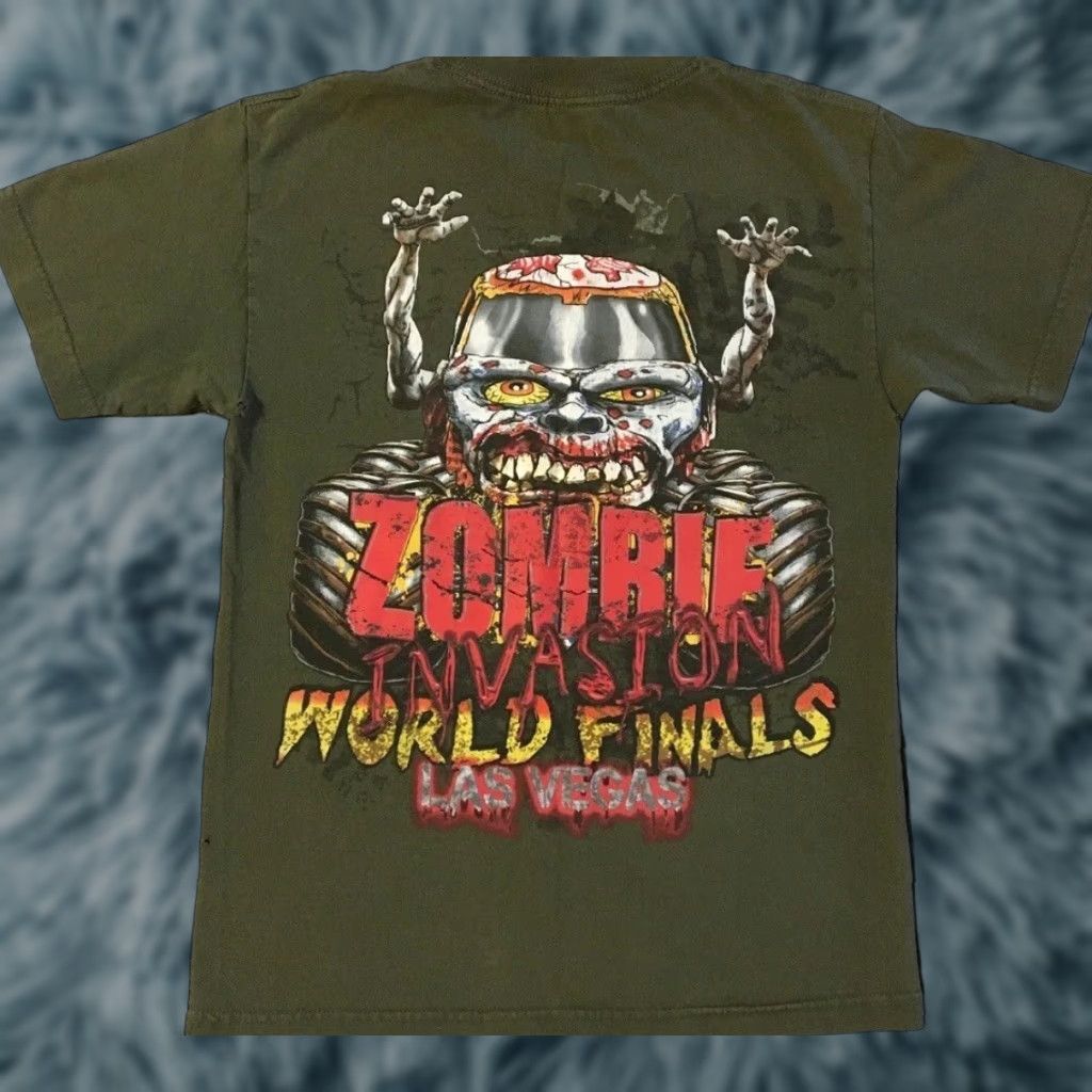 Vintage VINTAGE All Over Print T-Shirt S Green Distressed Zombie Monster Truck Jam Finals Grunge Y2K Mens Shirt Size US S / EU 44-46 / 1 - 1 Thumbnail