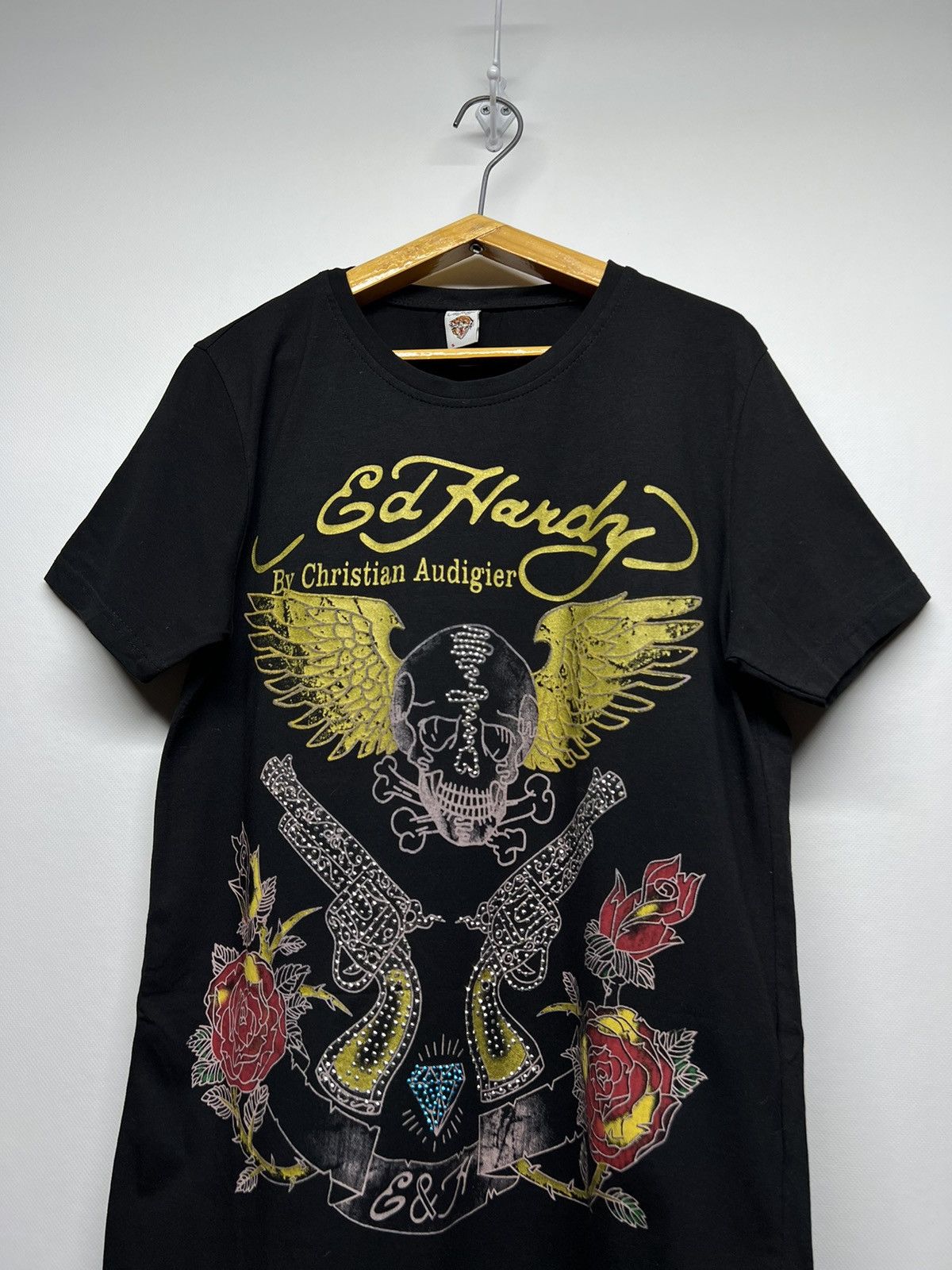 Christian Audigier × Ed Hardy × Vintage Vintage Y2k Ed Hardy Skull Gun ☠️ Big Logo Rare T-Shirt 90’s Size US S / EU 44-46 / 1 - 1 Thumbnail