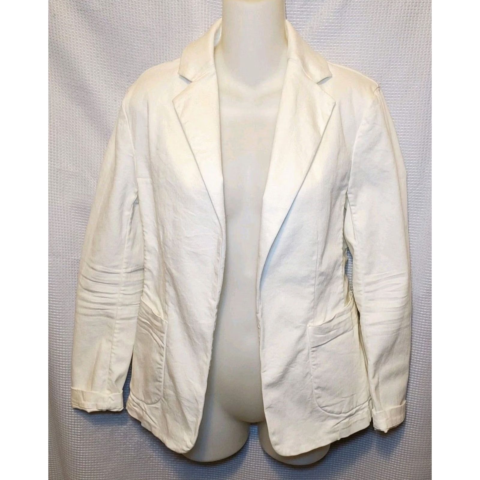 Frank & Eileen Frank & Eileen Dublin Blazer Jacket Womens XXS White Cotton Stretch Open Jacket Blazer Womens XXS White Cotton Blend Open Size XXS / US 00 / IT 34 - 3 Thumbnail