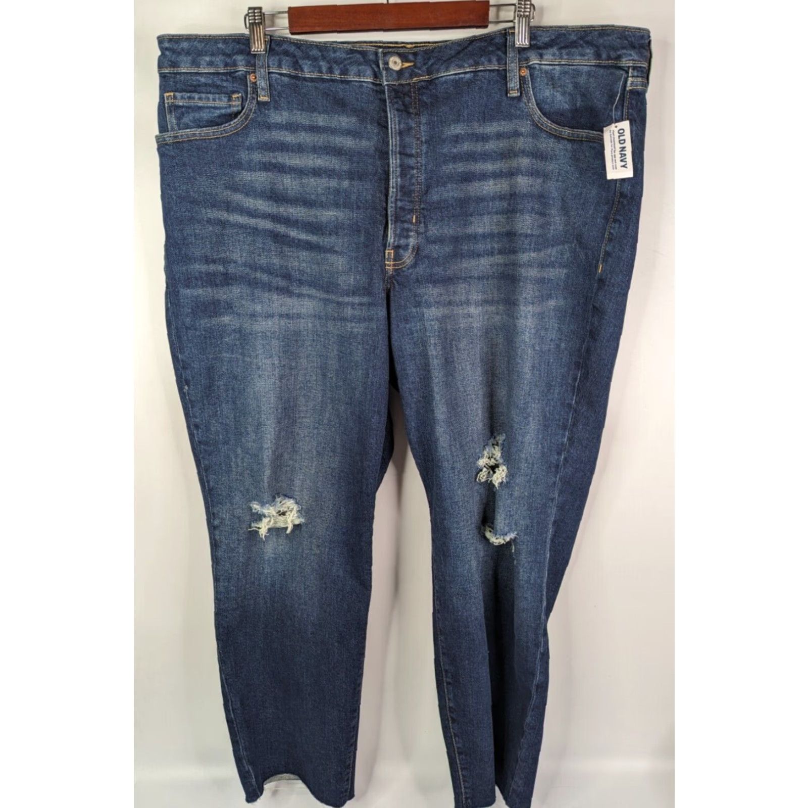 Old Navy Old Navy Jeans Women's Size 24 Distressed Ankle High Rise Raw Hem Denim 5-Pocket Blue Modern Vintage? Size 42" / US 20 - 2 Thumbnail