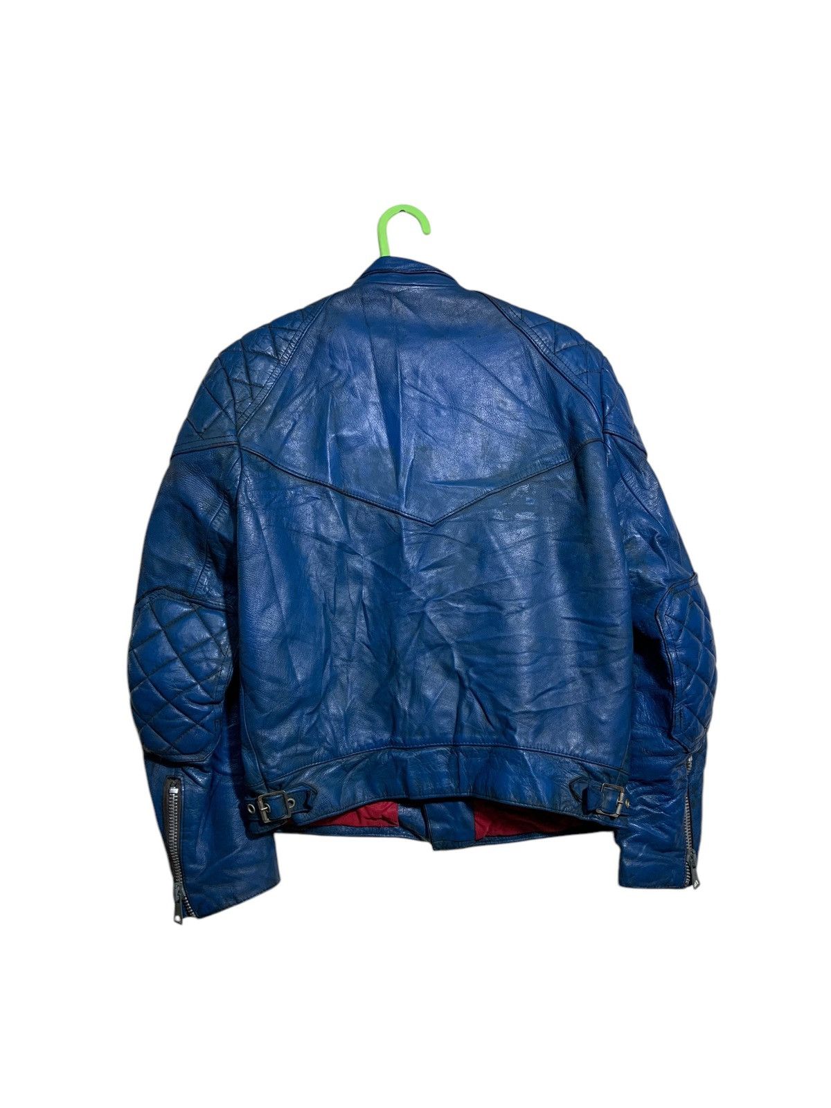 Genuine Leather × Vintage 🔥VTG BLUE BIKERS JACKETS GENUINE LEATHER Size US L / EU 52-54 / 3 - 5 Thumbnail