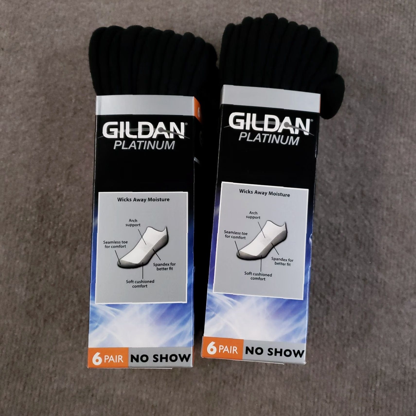 Gildan GILDAN Men Sock No Show 12 Pairs Black 6-12 Comfort Moisture Wicking Arch Support Athletic Socks Size ONE SIZE - 6 Thumbnail