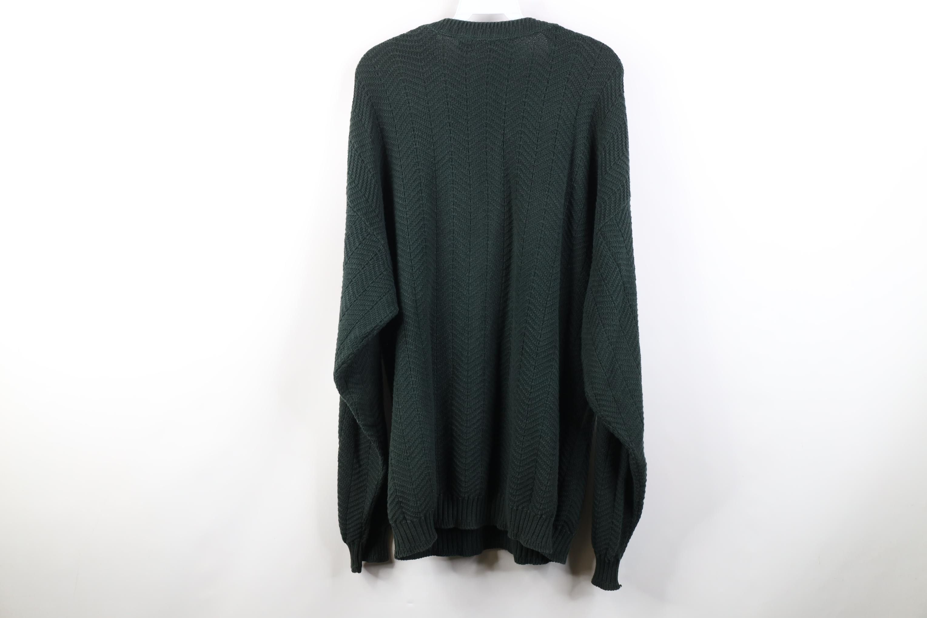 Vintage Vintage 90s Streetwear Cotton Knit Sweater Green USA Size US L / EU 52-54 / 3 - 8 Thumbnail