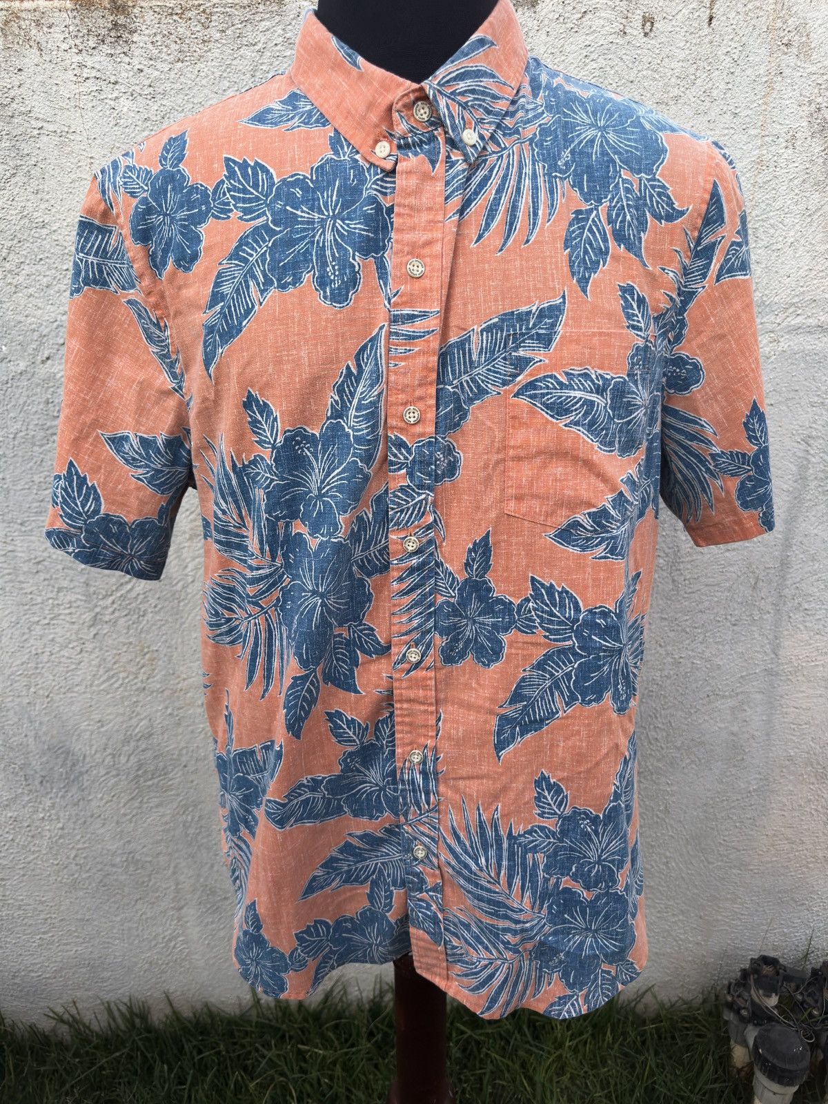 Reyn Spooner Reyn Spooner Tailored Hawaiian Print Orange/Blue Men's L Size US L / EU 52-54 / 3 - 1 Thumbnail