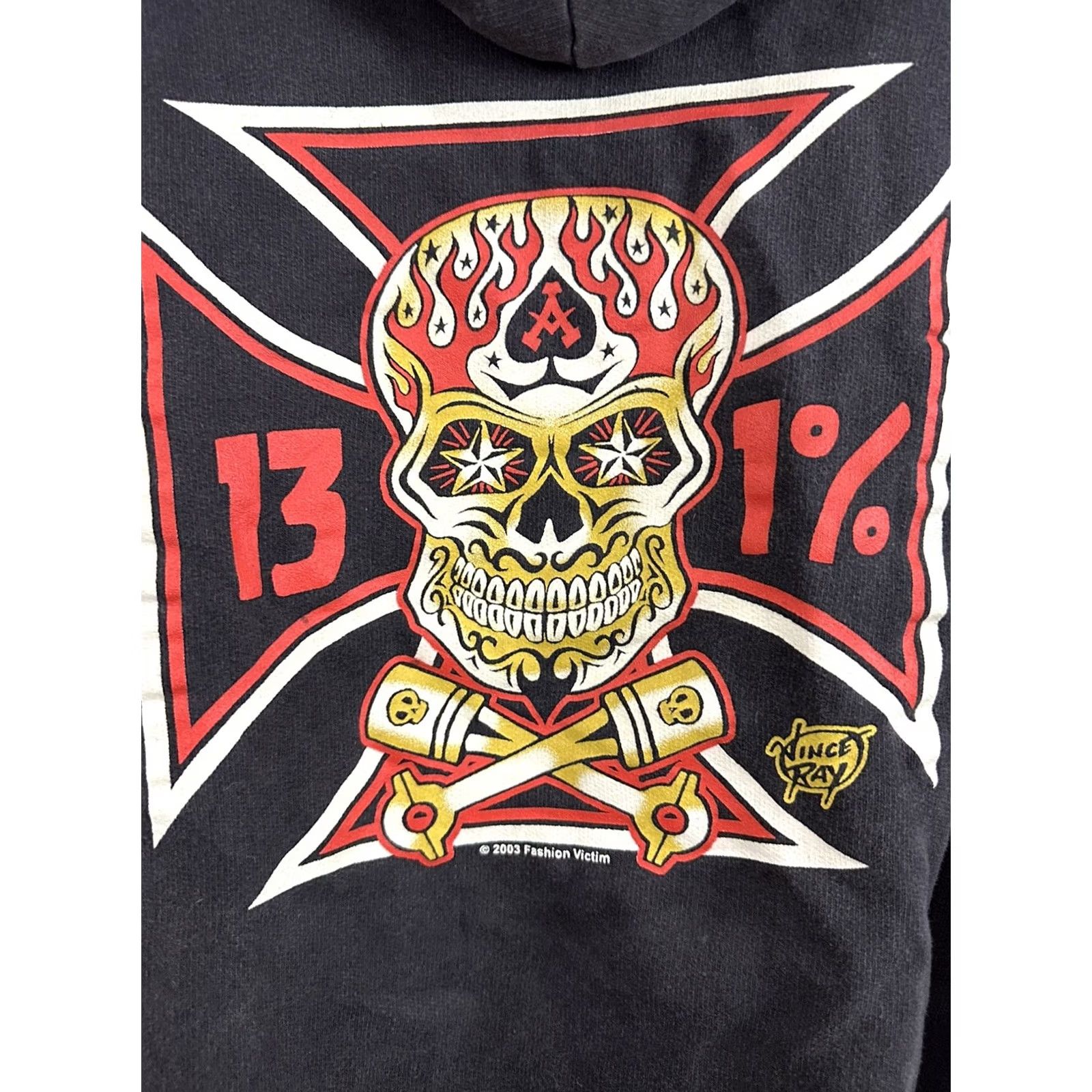 Vintage VTG Vince Ray 13 Unlucky Fashion Victim Voodoo Hotrod Faded Zombie Hoodie XL Mens Black AA Classics Size US XL / EU 56 / 4 - 4 Thumbnail