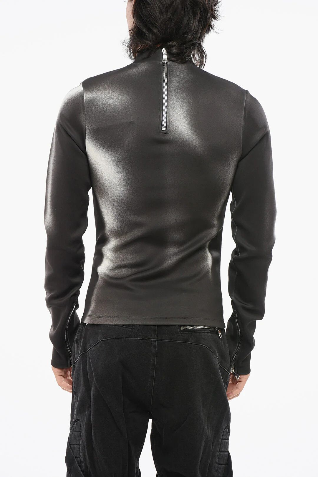 Balmain og1mm0326 Technical Fabric Fitted Top in Black Size US S / EU 44-46 / 1 - 2 Thumbnail