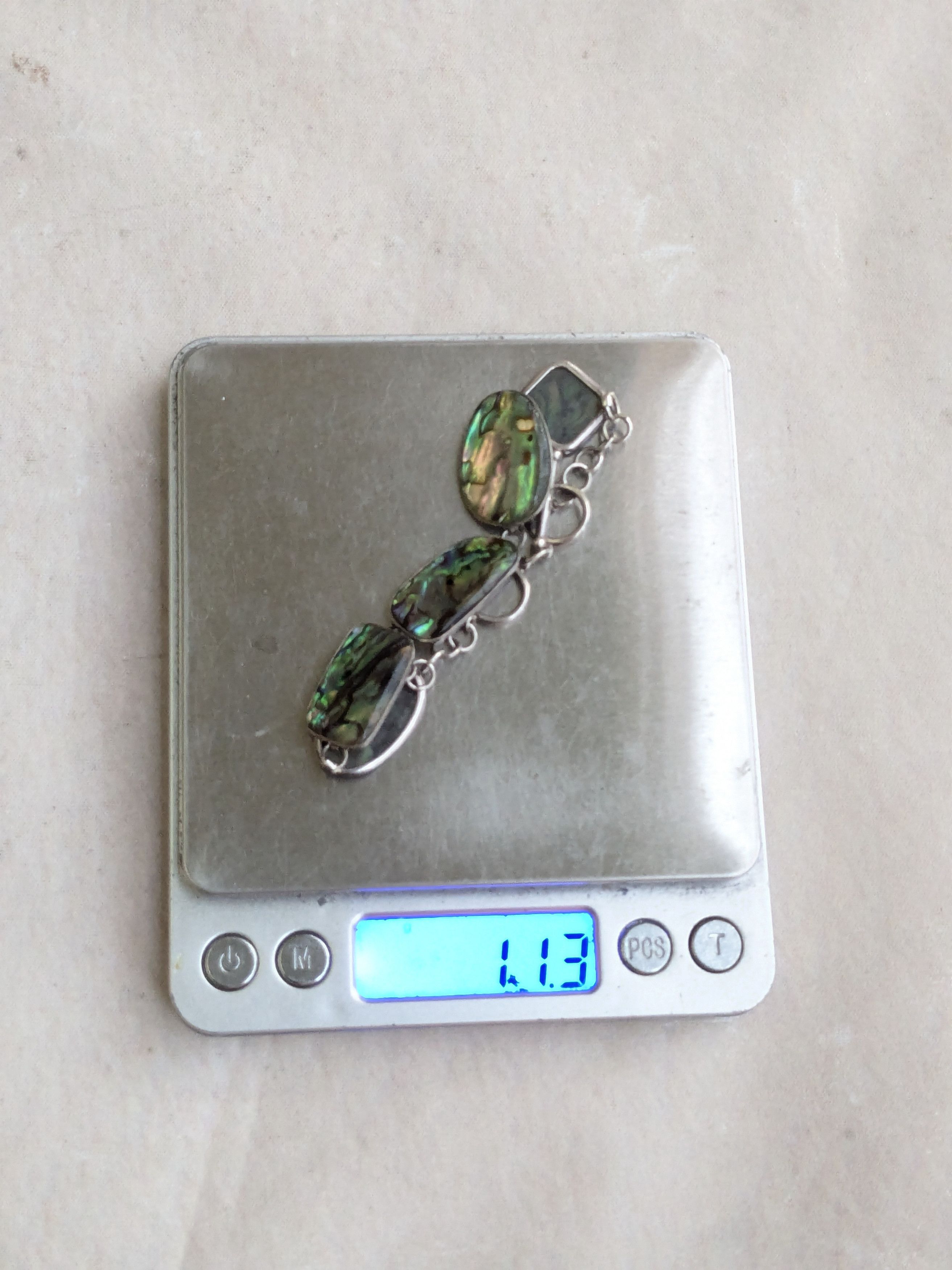 Jewelry Vintage Sterling Silver Bracelet Abalone Shell 8" Size ONE SIZE - 10 Thumbnail