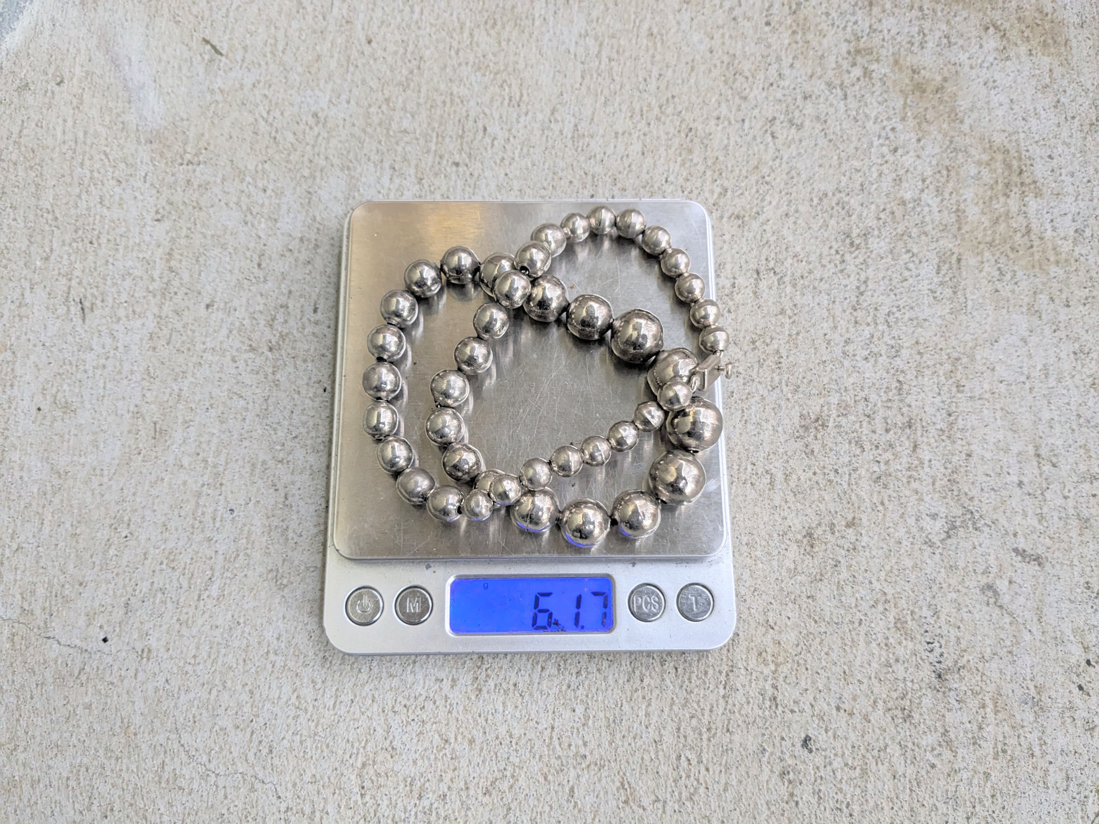 Sterling Silver Necklace Ball Round Graduated Beads 18