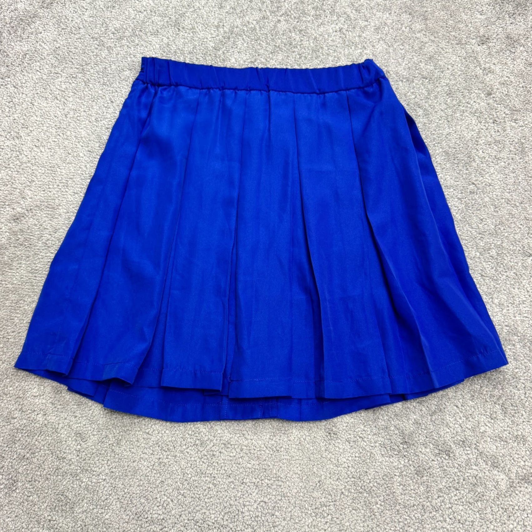 Bar III Bar III Skirt Womens XS Royal Blue Pleated A-Line Mini Button Up Elastic Waist Size 26" / US 2 / IT 38 - 2 Thumbnail