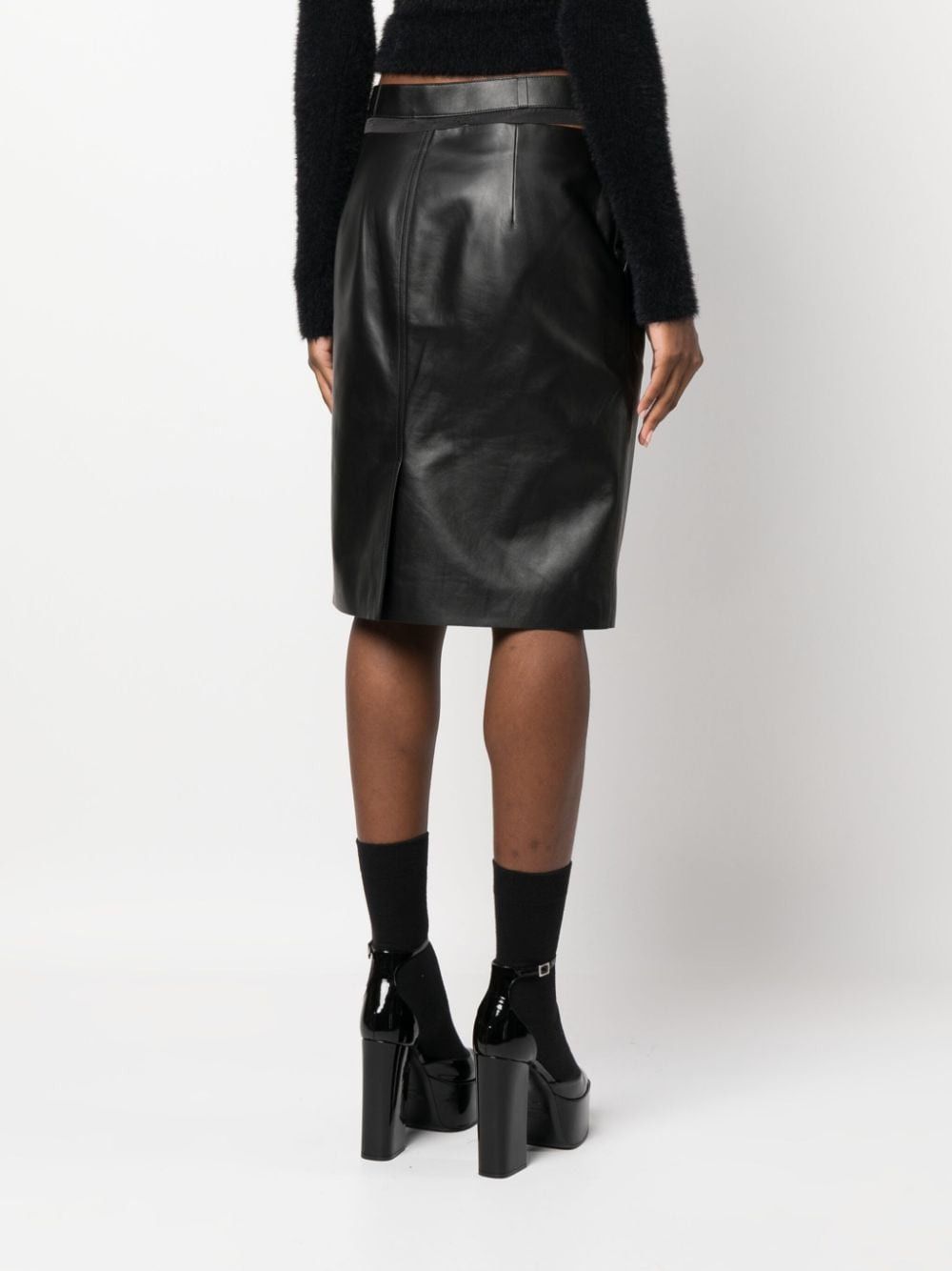 Fendi o1loc1c0824 Leather Skirt in Black Size 34" / US 12 / IT 48 - 5 Thumbnail