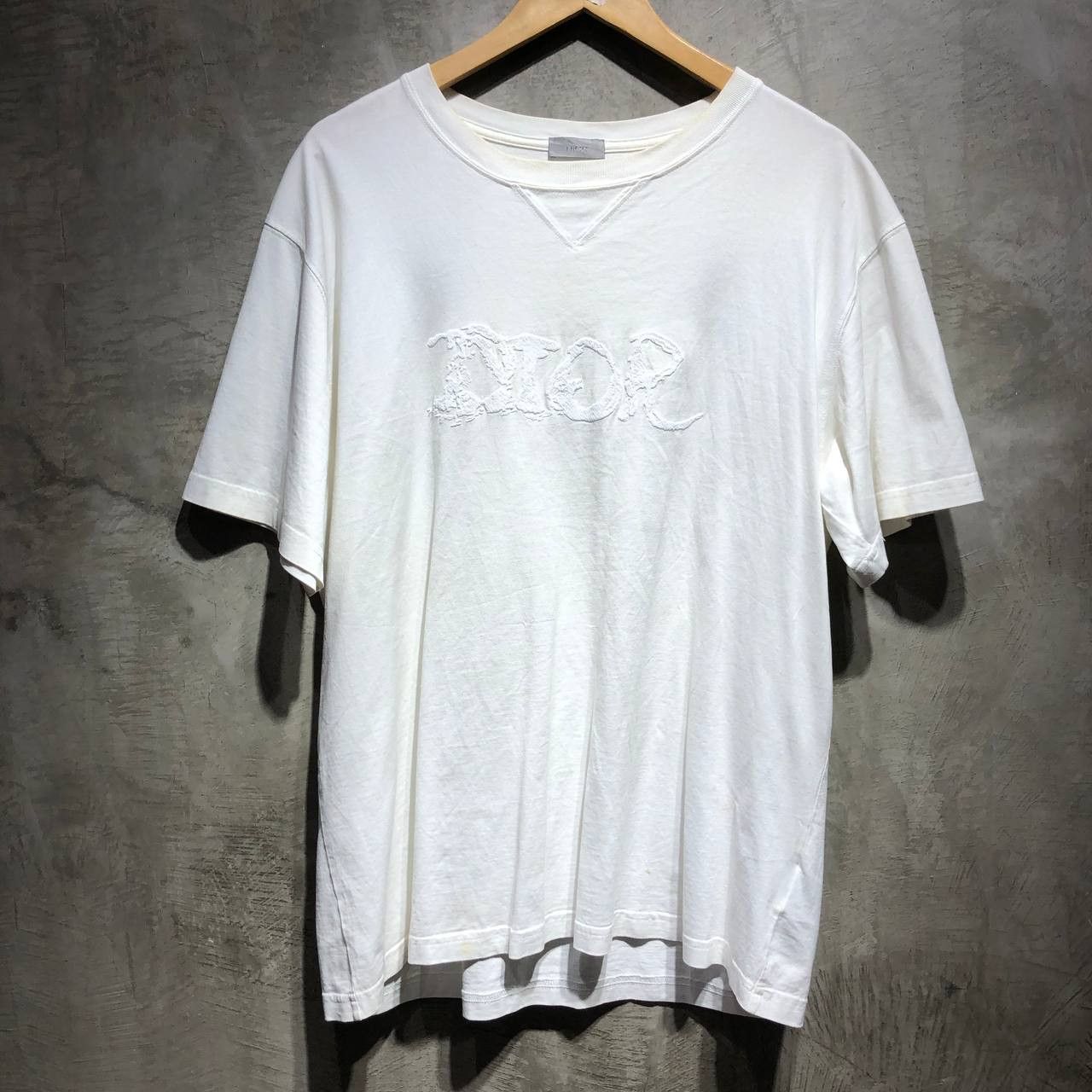 image of Dior X Peter Doig Air Sensation Embroiderd Logo Tee in White, Men's (Size XL)