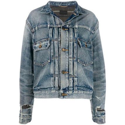 Saint Laurent Paris Destroyed Jacket in '70s Blue Trash Denim Size US XS / EU 42 / 0 - 1 Thumbnail