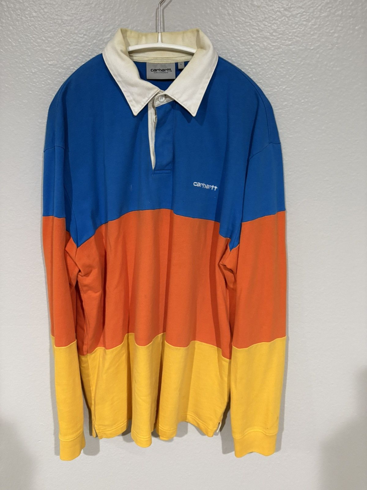 さらに100円引き◆CARHARTT◆L/S NEWPORT RUGBY POLO Carhartt Wip L/S Newport Rugby Polo Shirt Blue / Lime
