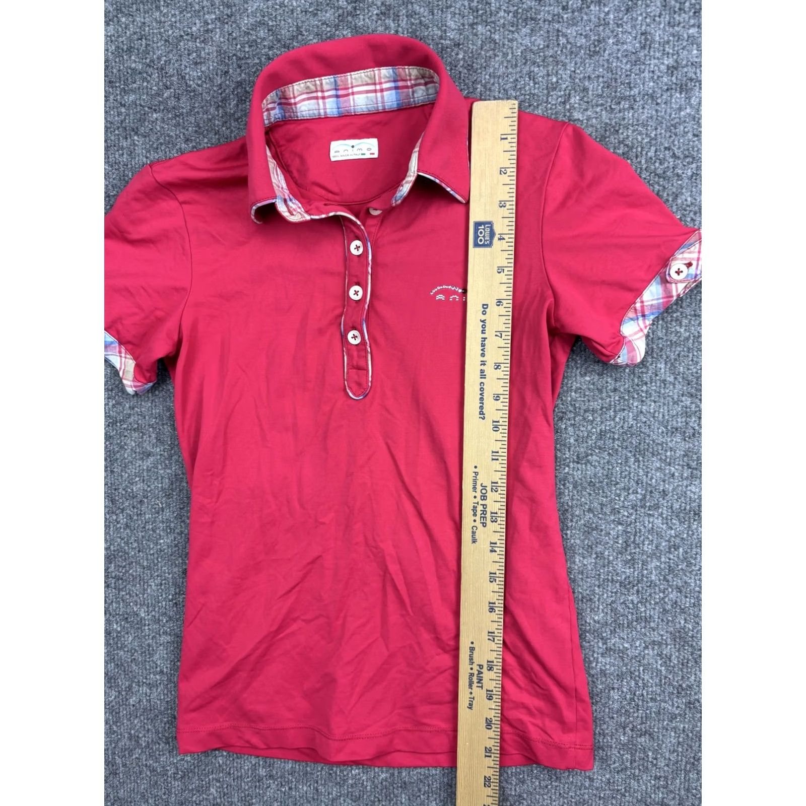Vintage VINTAGE Animo Polo Shirt Womens XS Red Plaid Trim Rhinestone Logo Made Italy Size S / US 4 / IT 40 - 4 Thumbnail