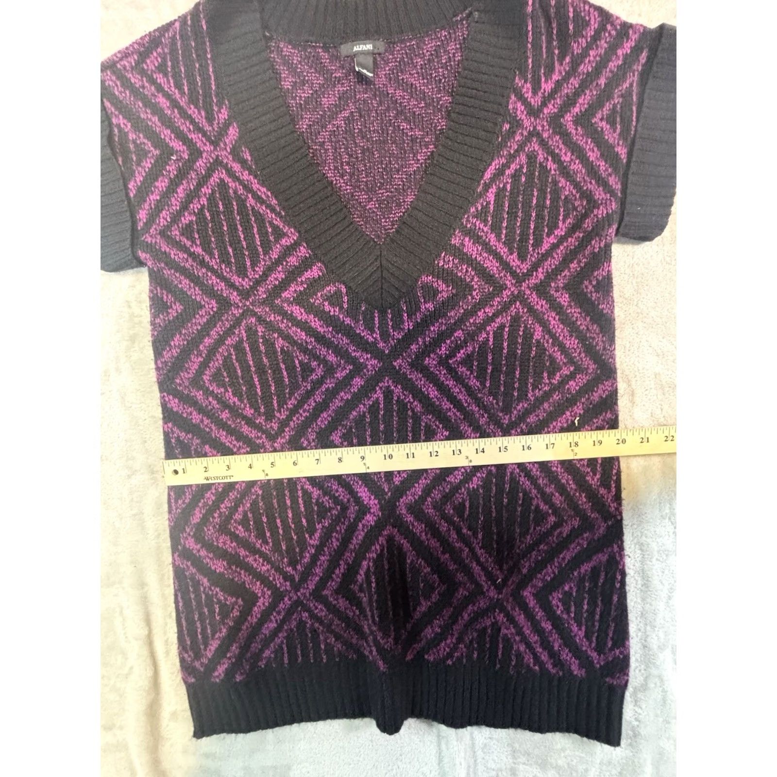 Alfani Alfani Women's Short Sleeve Pullover Knit Sweater Dark Purple Size Medium Size M / US 6-8 / IT 42-44 - 4 Thumbnail
