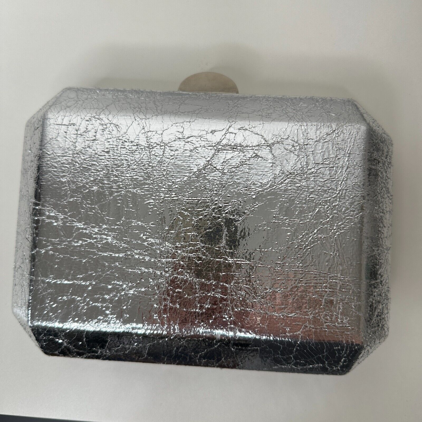 Other Lulu's Silver Metallic Box Snap Clutch Purse & Chain Strap Size ONE SIZE - 6 Thumbnail