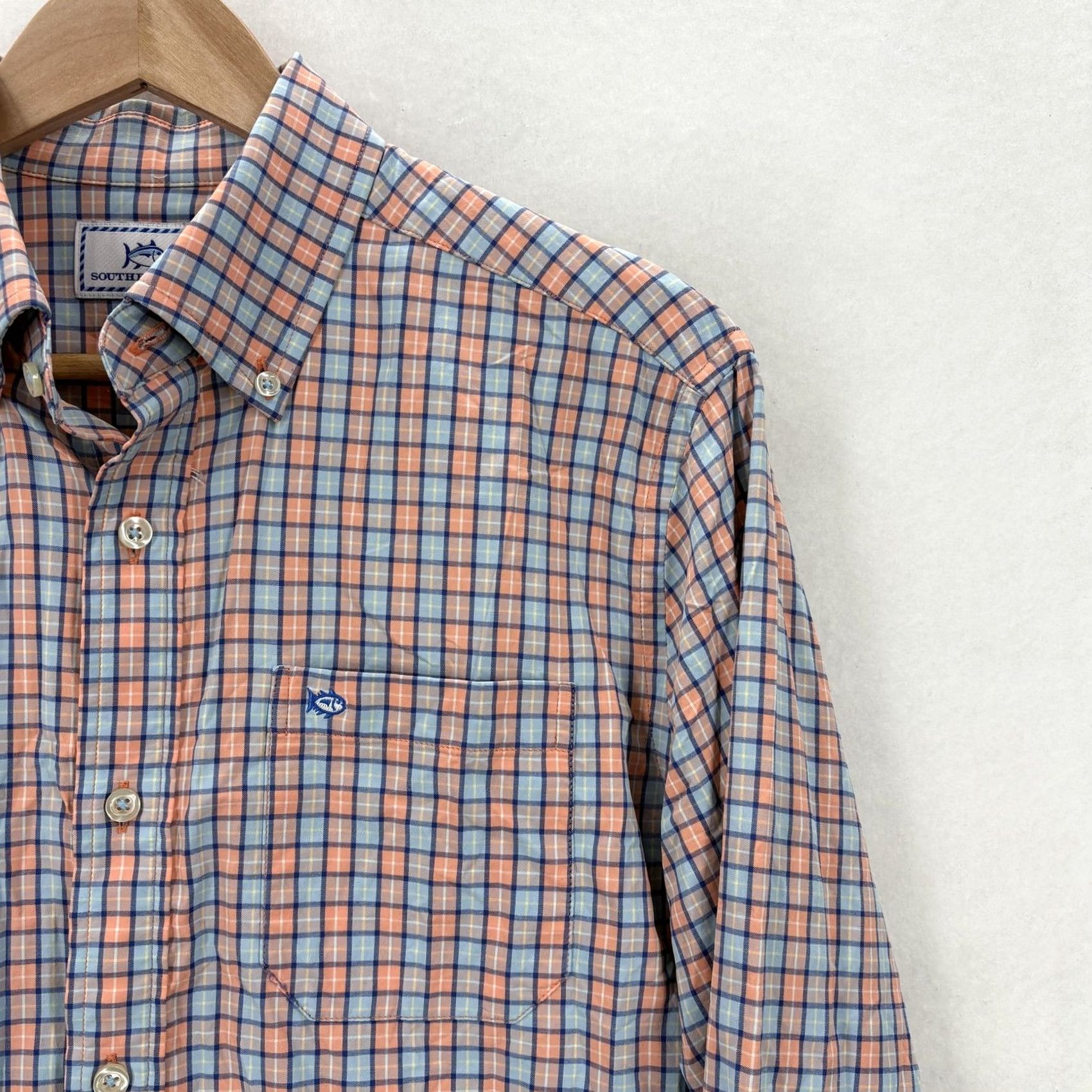 Southern Tide Southern Tide Shirt Mens Small Orange Blue Plaid Performance Stretch Button Down Shirt Size US S / EU 44-46 / 1 - 2 Thumbnail