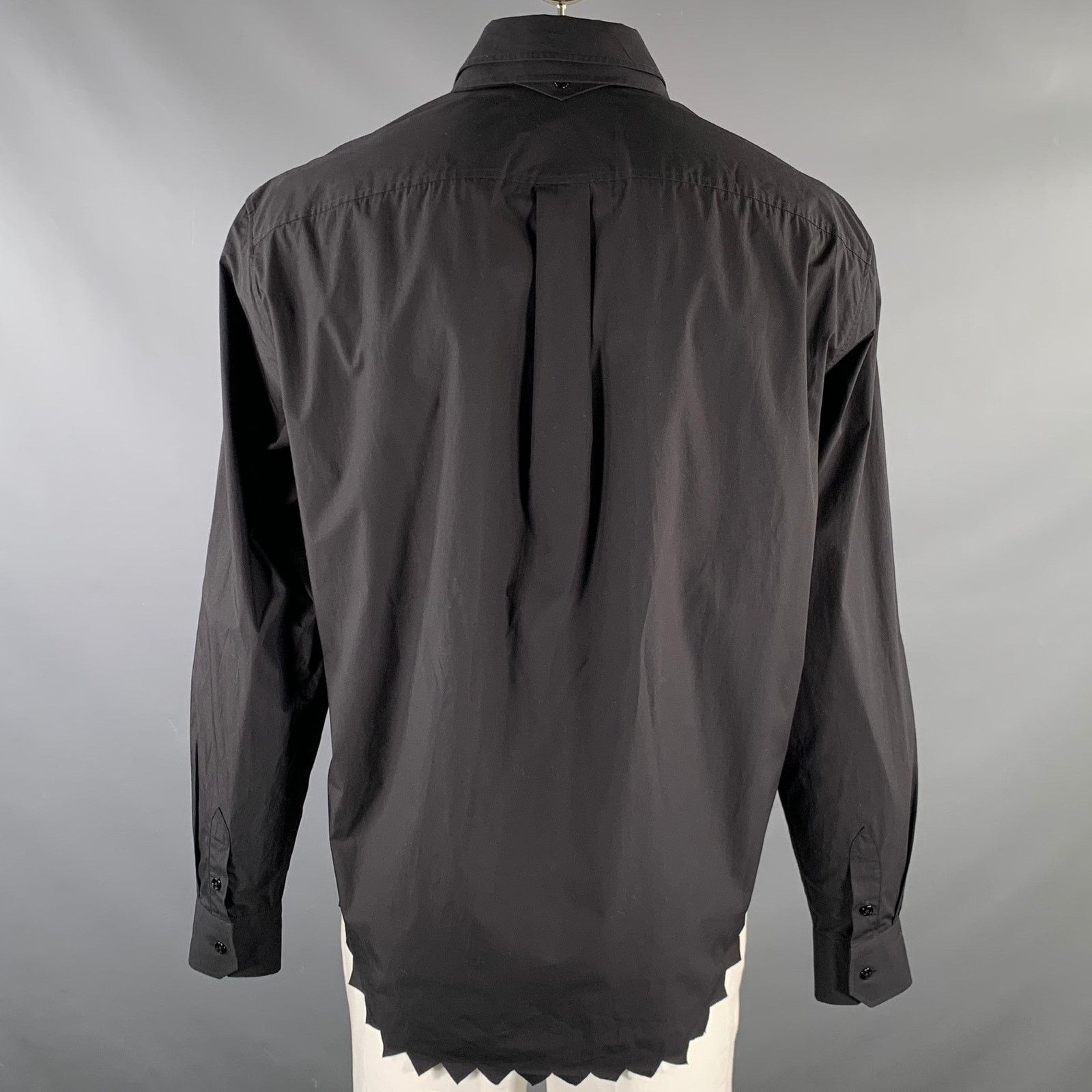 LOUIS VUITTON Size XL Black Cotton Layered Long Sleeve Shirt