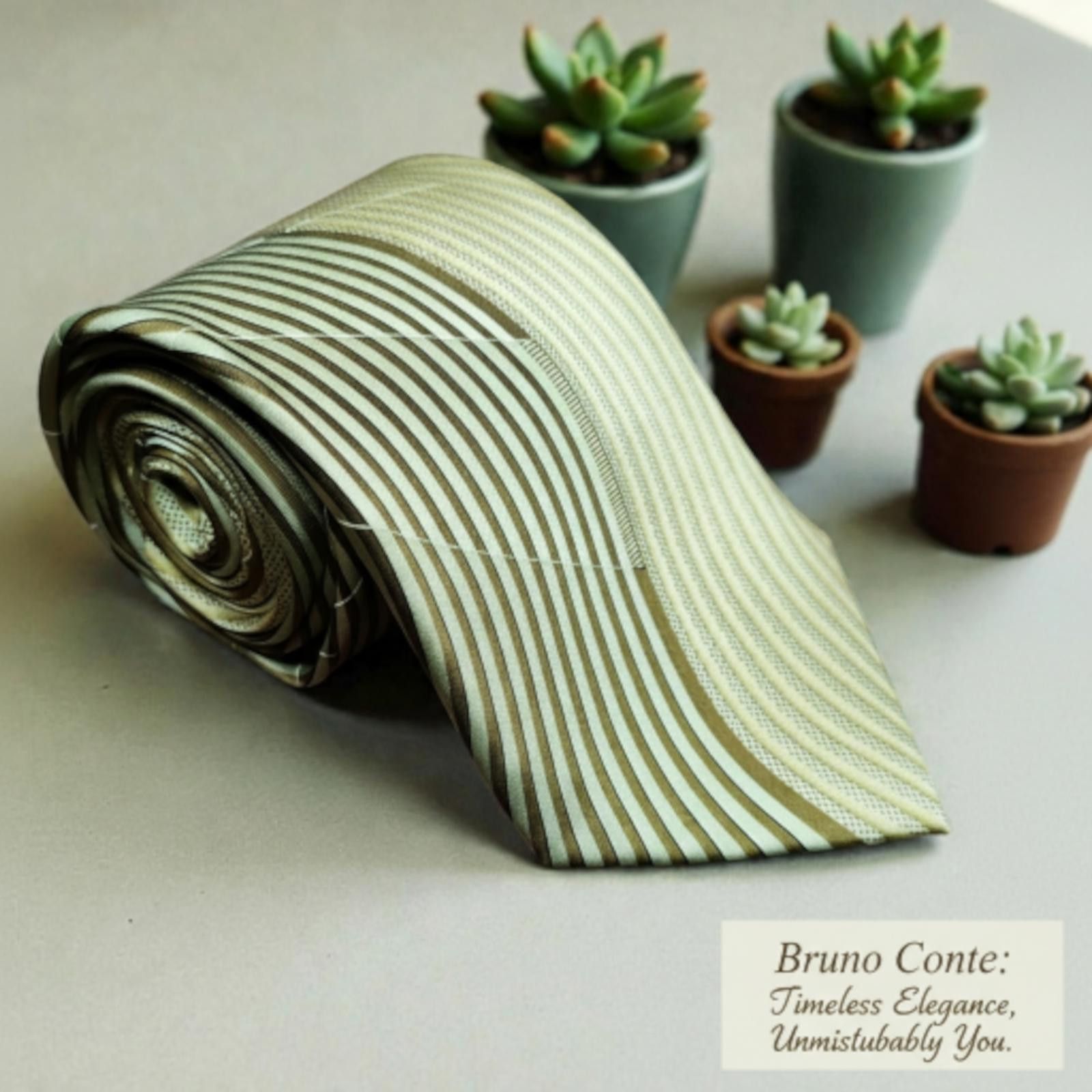 Other Vintage Classic Bruno Conte Men's Striped Silk Tie Size ONE SIZE - 1 Thumbnail