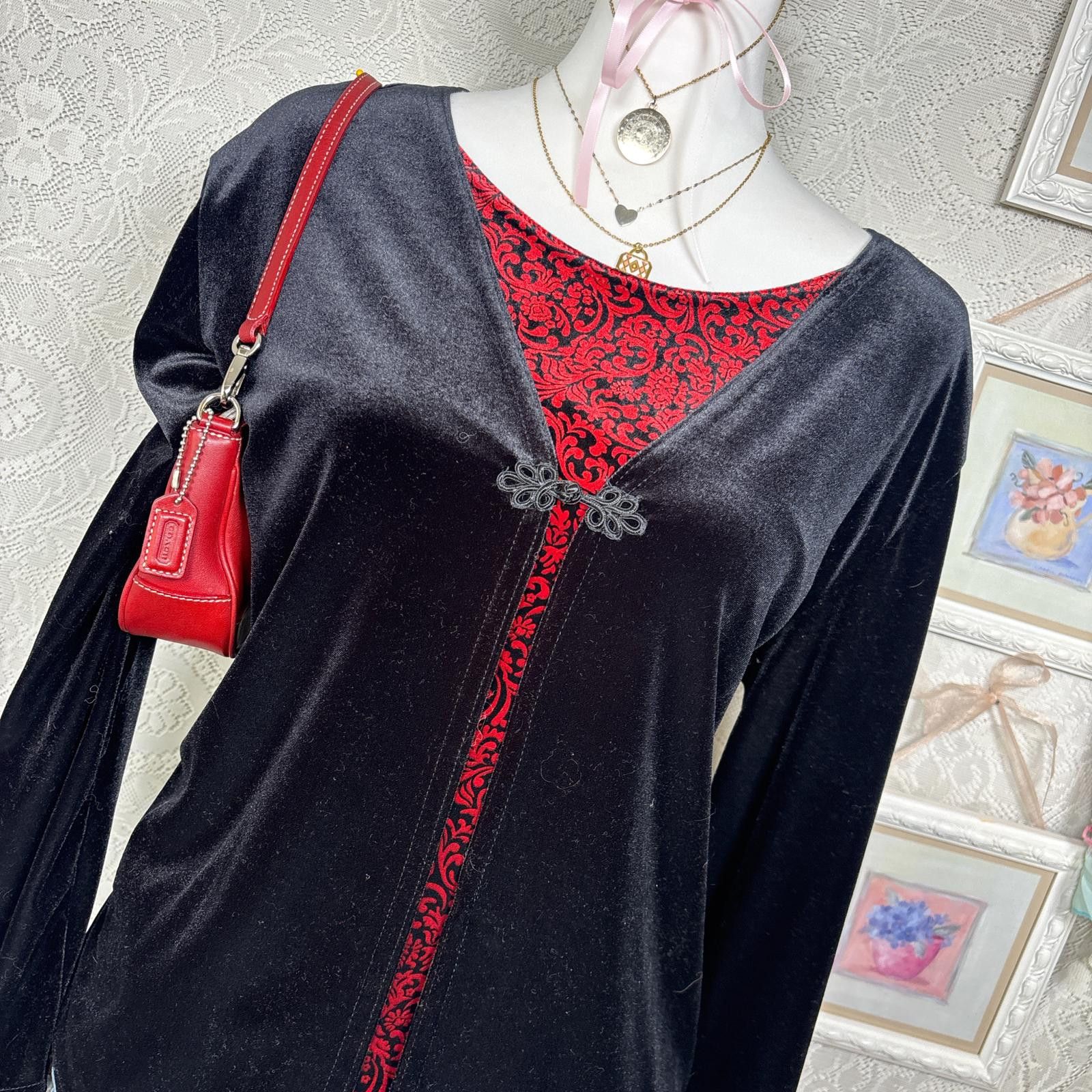 Other vintage velvet christmas grunge blouse Size M / US 6-8 / IT 42-44 - 2 Thumbnail