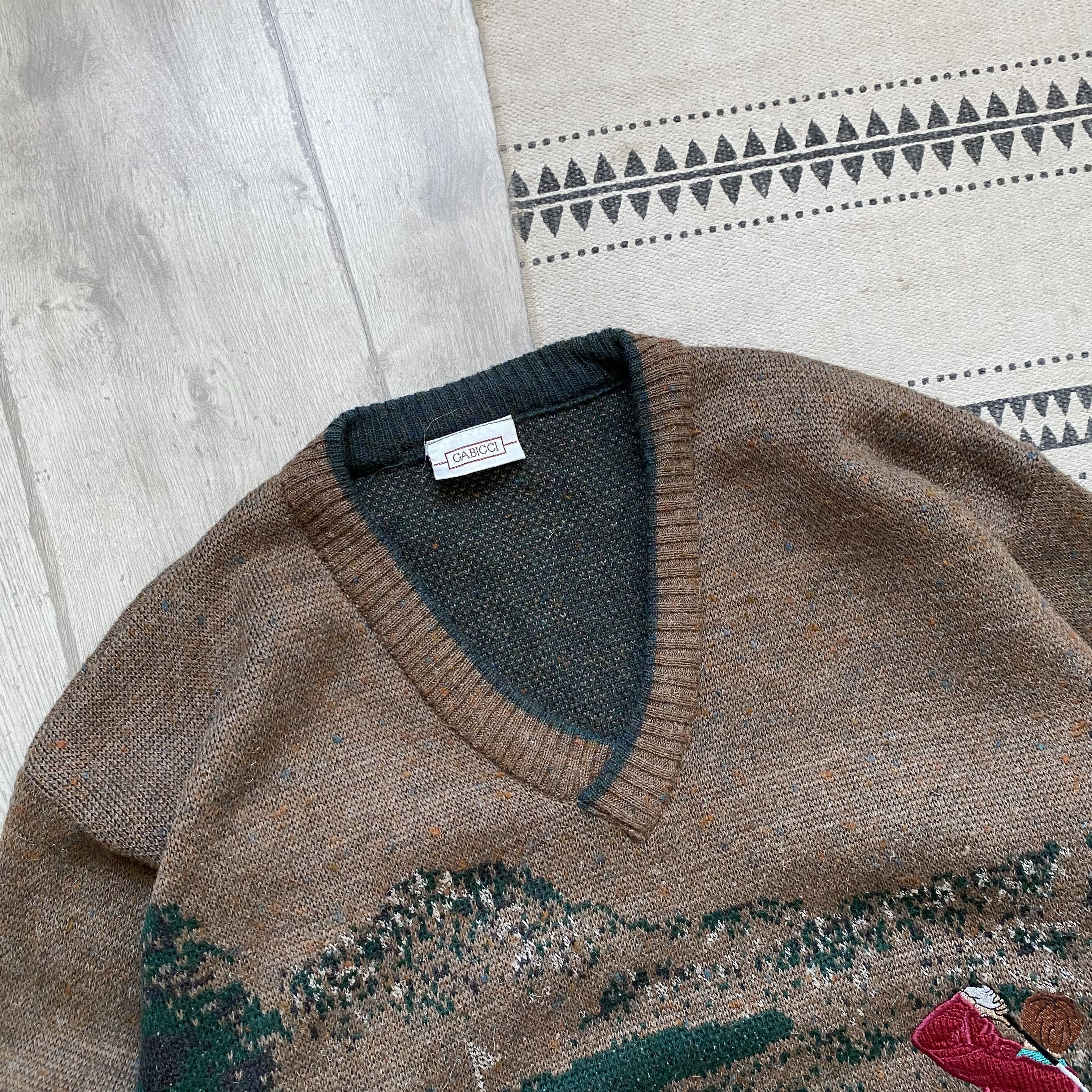 Carlo Colucci 🏌🏽️ Vintage 80-90 Cozy Polo Golf Wool Heavy Knit sweater Size US L / EU 52-54 / 3 - 2 Thumbnail