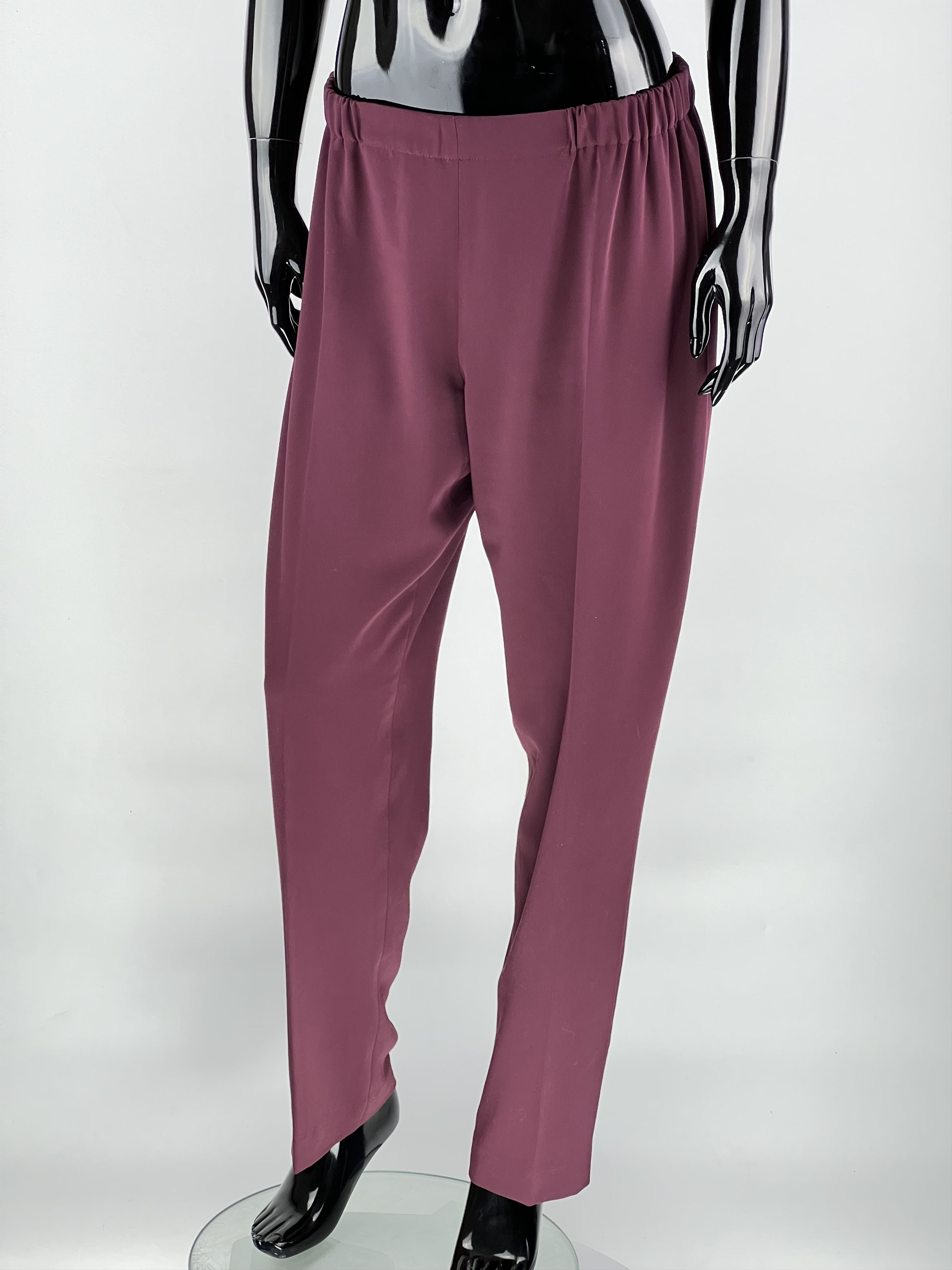 Designer Marina Rinaldi Burgundy Pants Size M/L Size 32" / US 10 / IT 46 - 1 Thumbnail