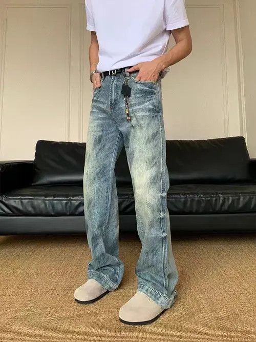 Japanese Brand Vintage washed and worn loose graffiti micro flare jeans Size US 32 / EU 48 - 7 Thumbnail