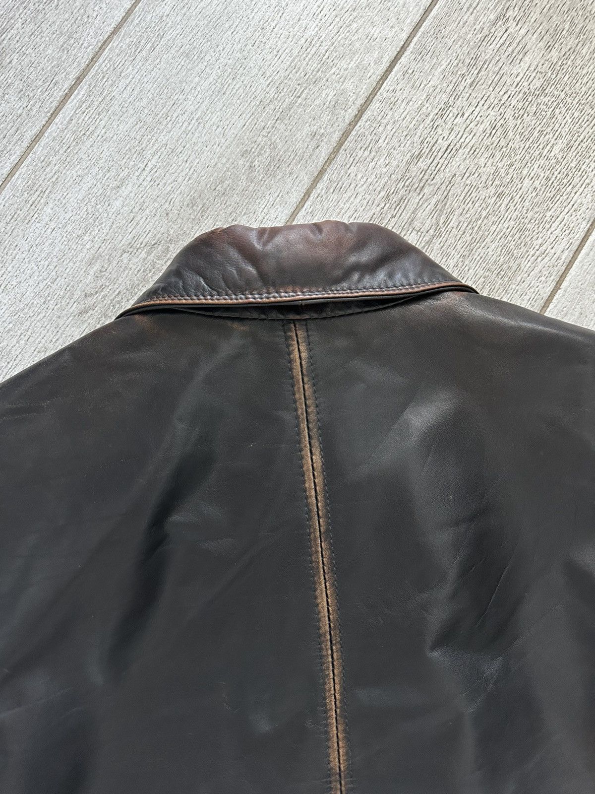 Other Vintage Y2K Classic Oversized Brown Washed Leather Jacket Size US XL / EU 56 / 4 - 15 Thumbnail