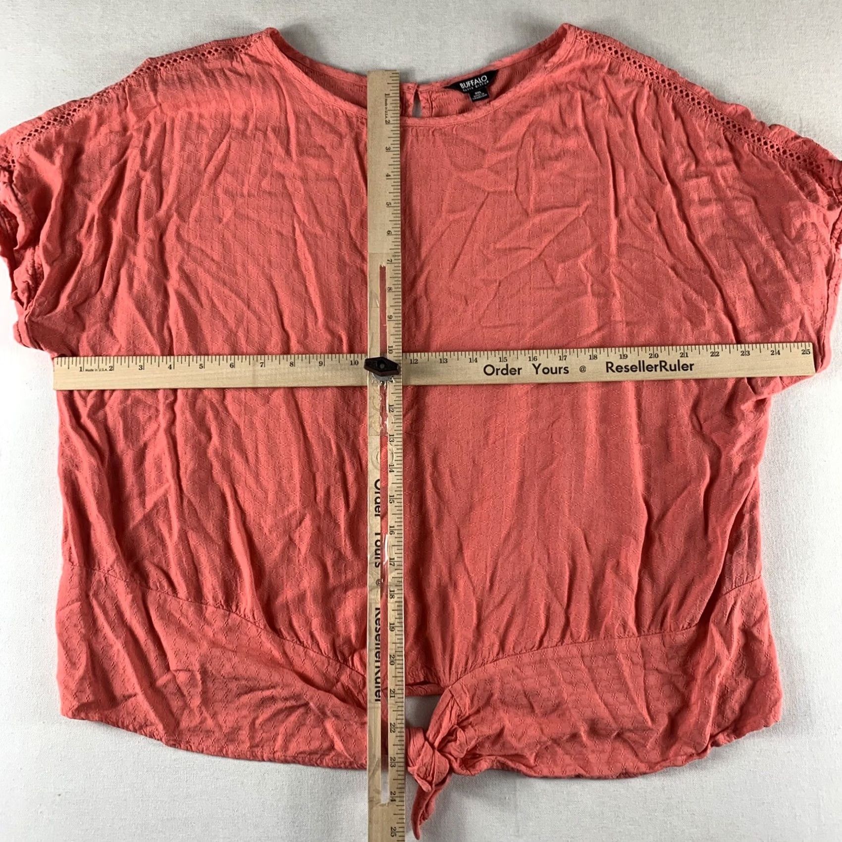 Buffalo David Bitton BUFFALO DAVID BITTON Blouse Womens XXL Coral Viscose Pullover Tie Waist Short Sleeve Size XXL / US 16-18 / IT 52-54 - 5 Thumbnail