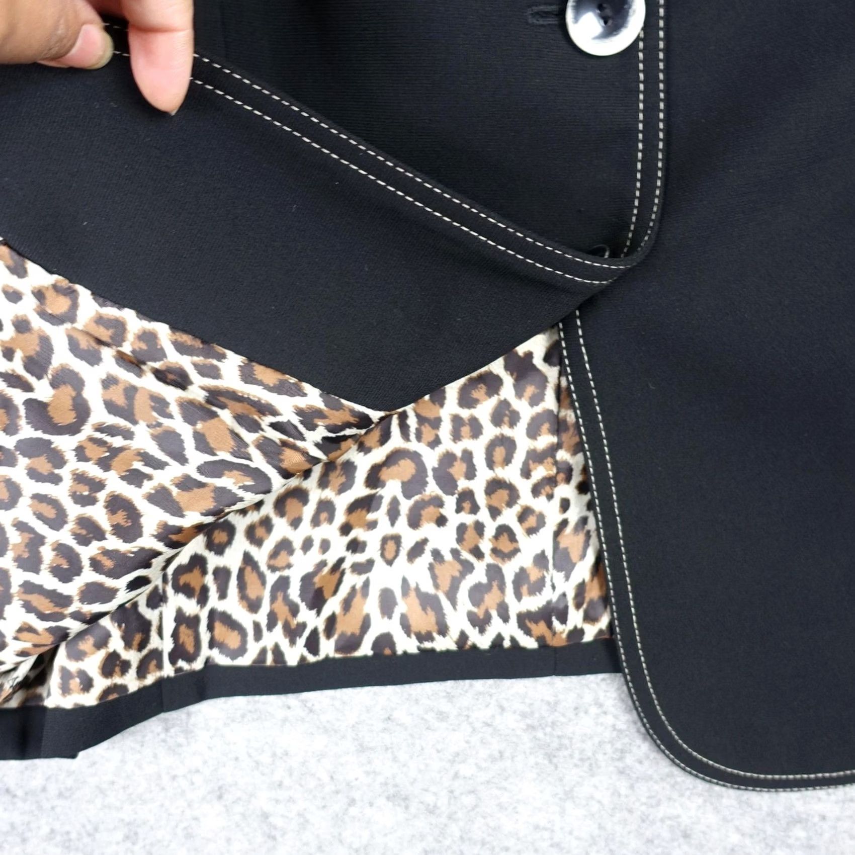 Vintage VINTAGE Collections for Le Suit Blazer Jacket Womens 10P Black Leopard Lined VTG Size L / US 10 / IT 46 - 6 Thumbnail