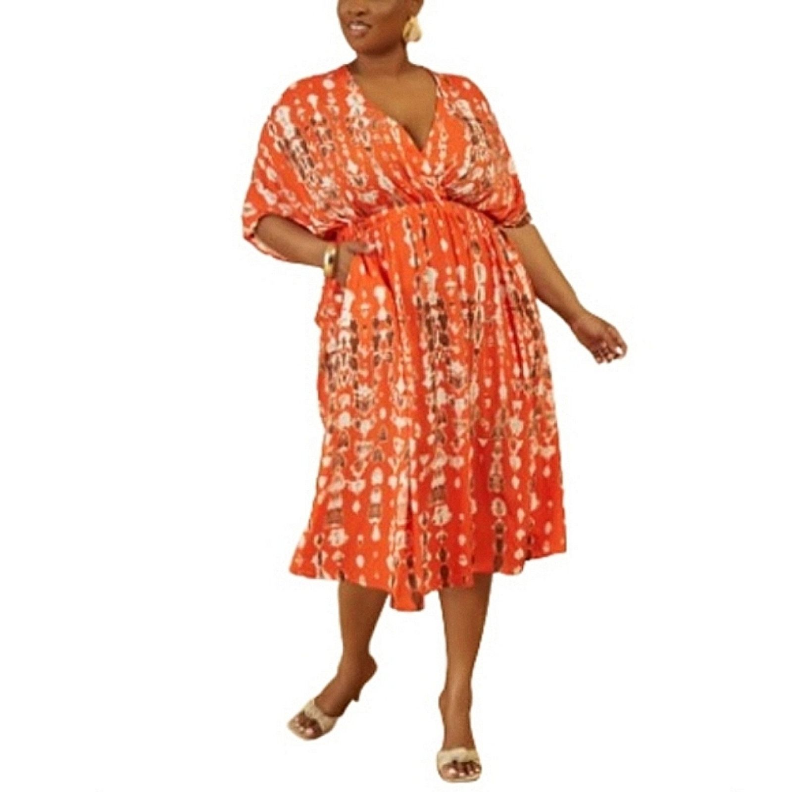 Other MANDARINE ☆ ABSTRACT PRINT ☆ MIDI DRESS ☆ 5x ☆ NWT Size 4XL / US 24-26 - 5 Thumbnail