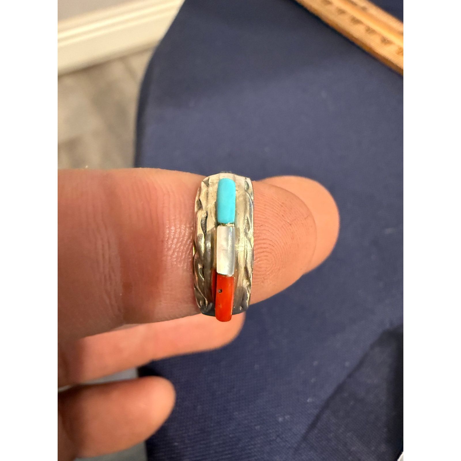 Other VTG Zuni Signed Gus & Lorie Panteah Sterling Ring Sz 5.25" Size ONE SIZE - 9 Thumbnail