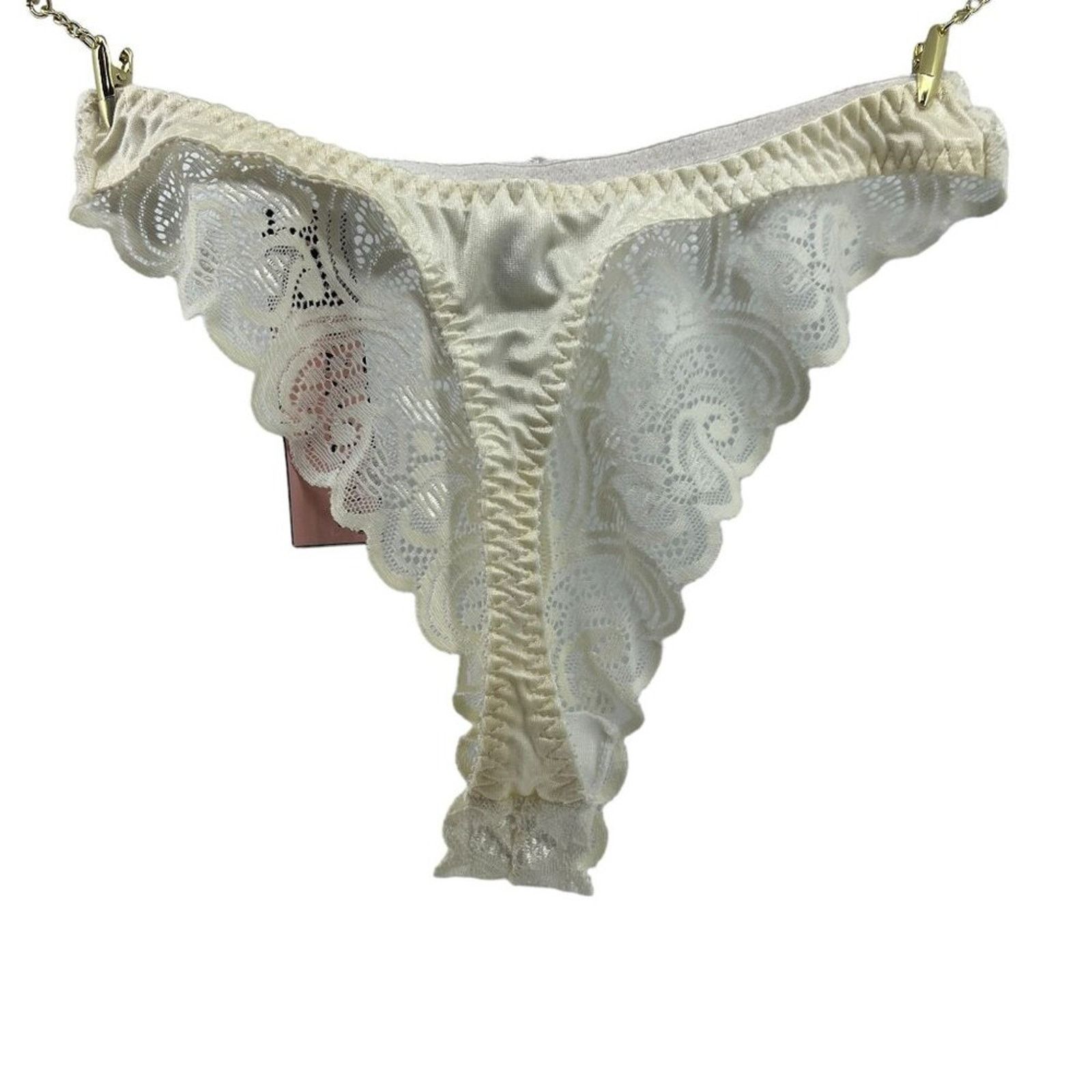 Vintage Vintage Secret Treasure Lace Front Satin Back Thong Womens 5 Size ONE SIZE - 5 Thumbnail