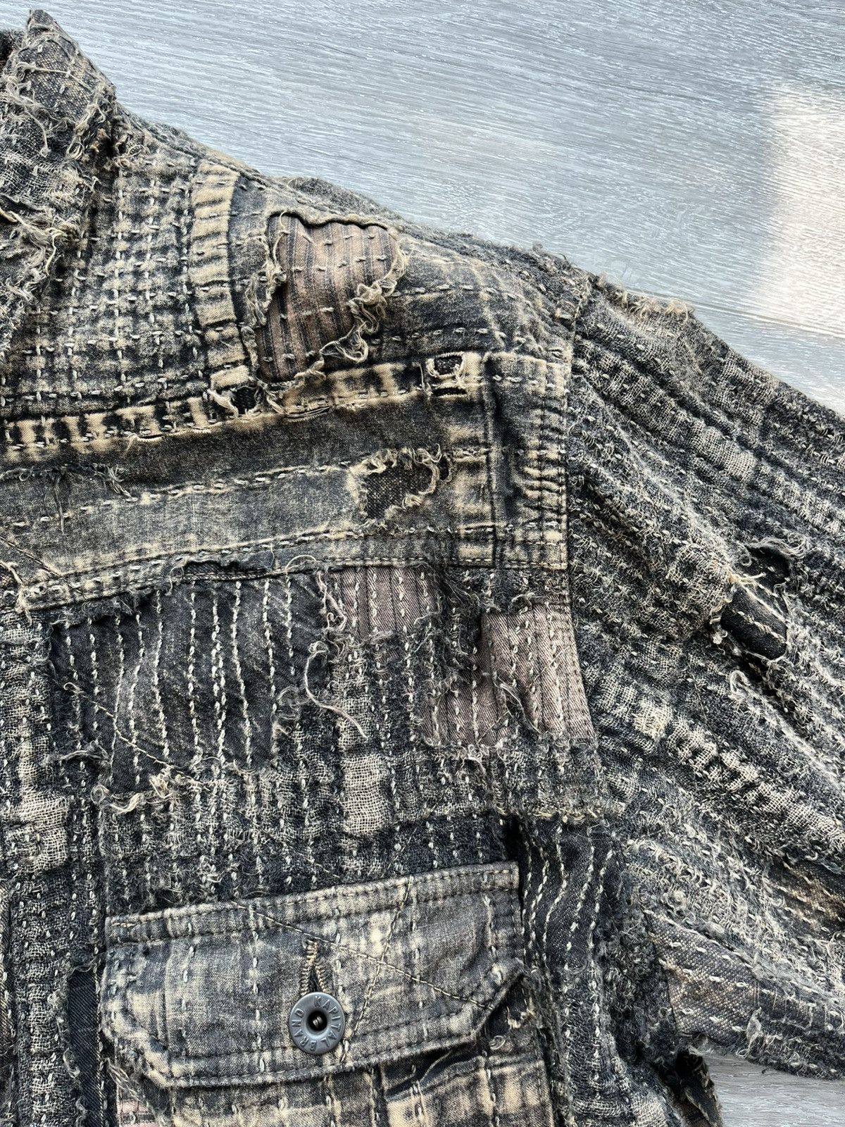Kapital Kapital Boro Distressed Patchwork Jacket - Black Tea Size US XL / EU 56 / 4 - 11 Thumbnail